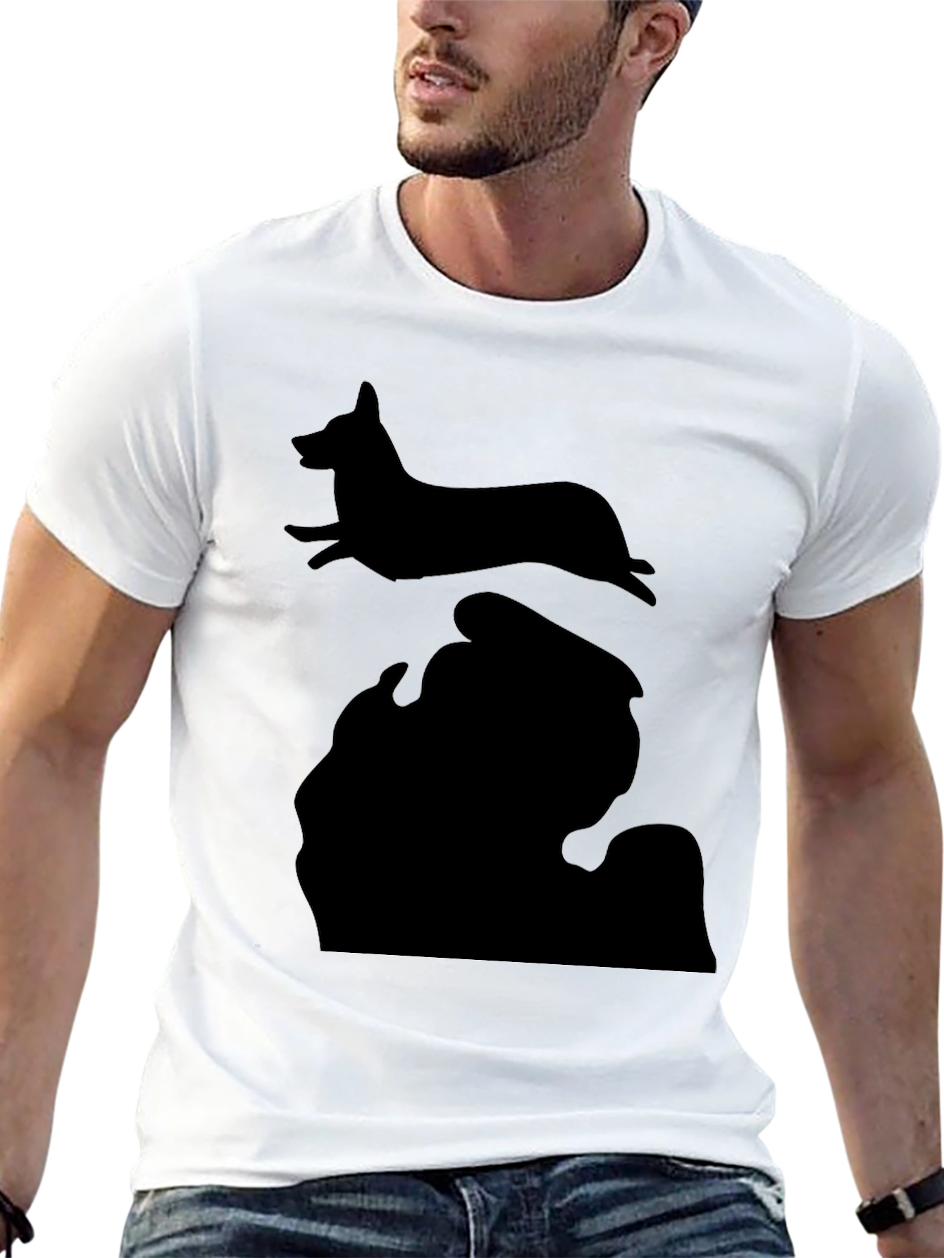 Michigan Dog Silhouette Black T-Shirt