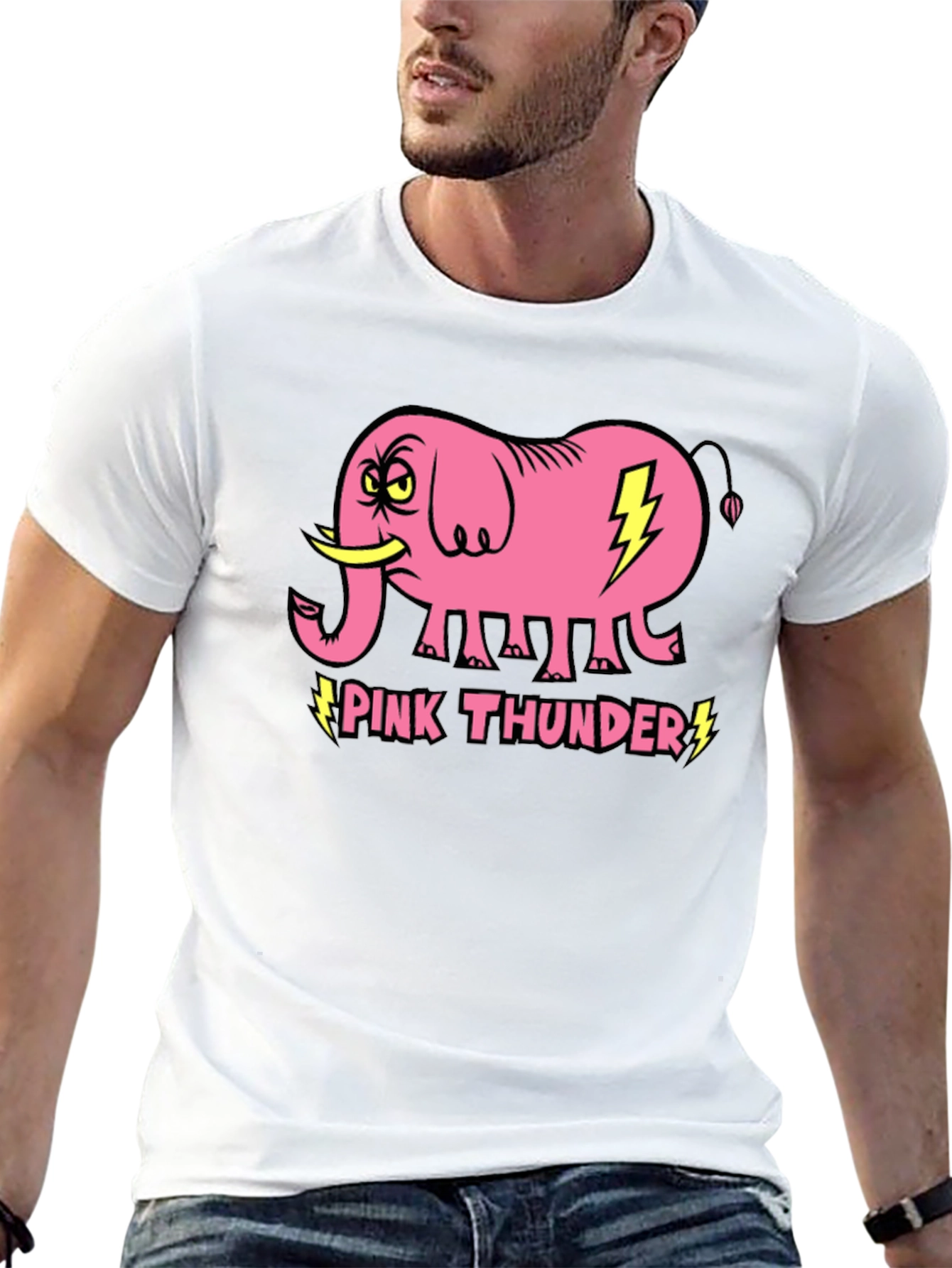 Pink Thunder Elephant Graphic T-Shirt