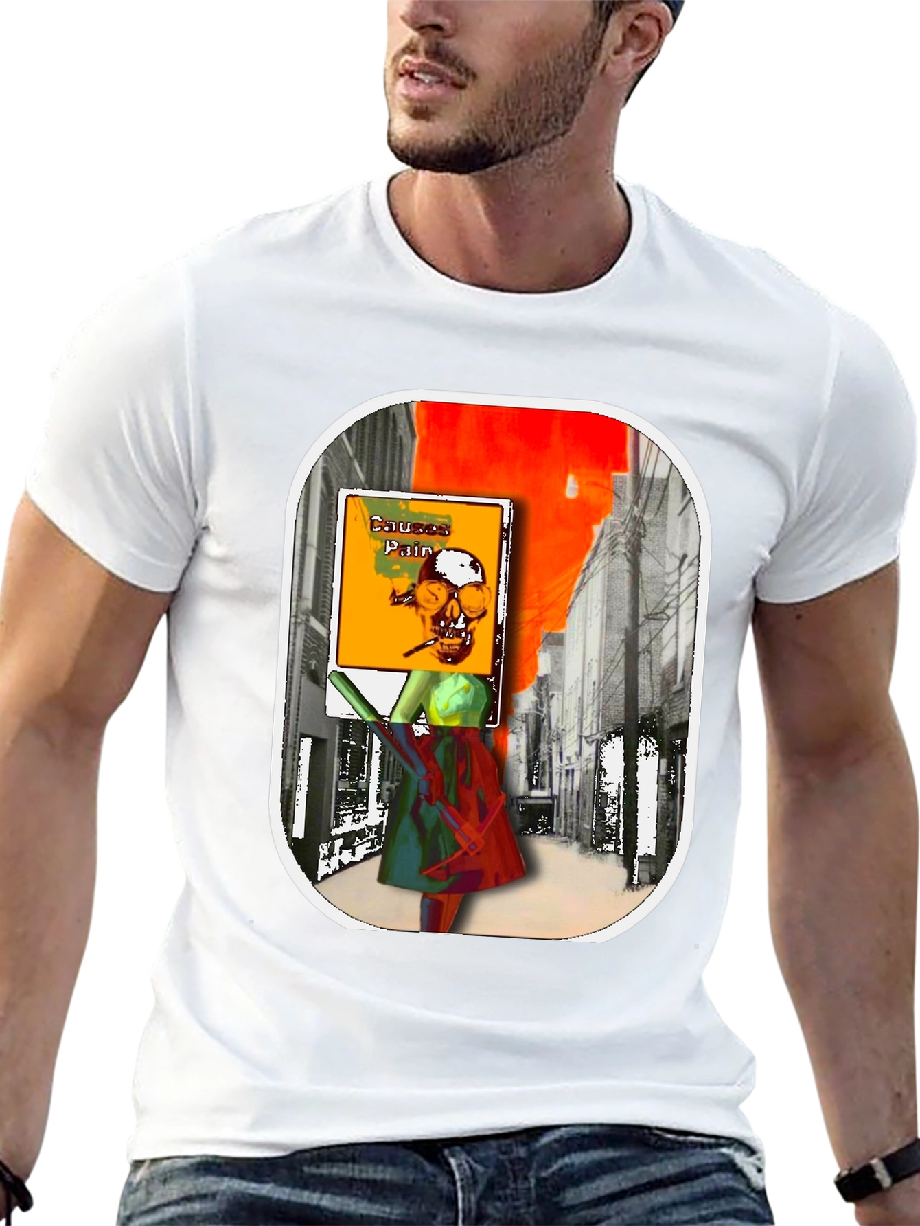 Causes Pain Graphic Tee - Unique Art Design