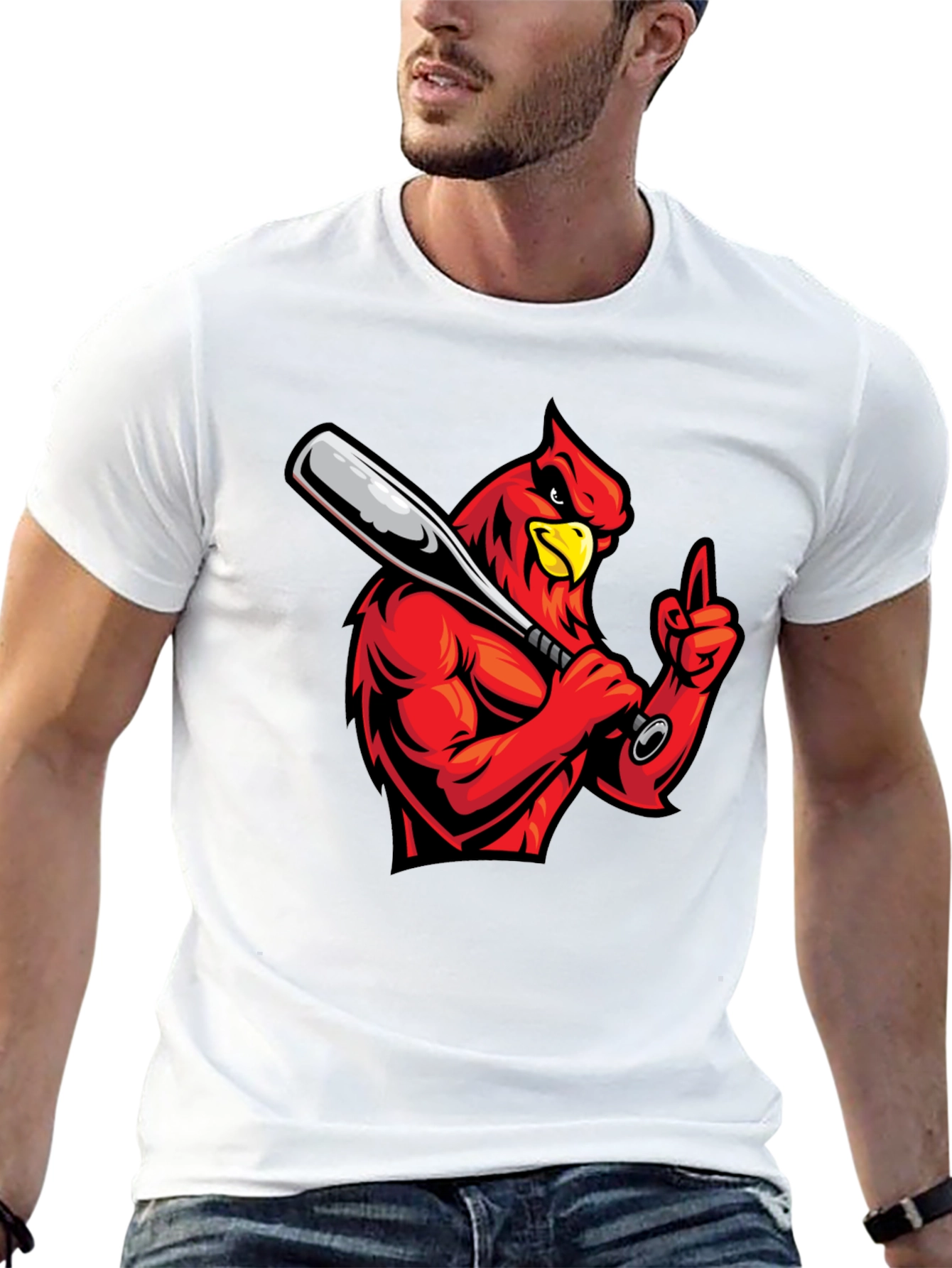 Cardinal Baseball T-Shirt - Black Cotton Tee