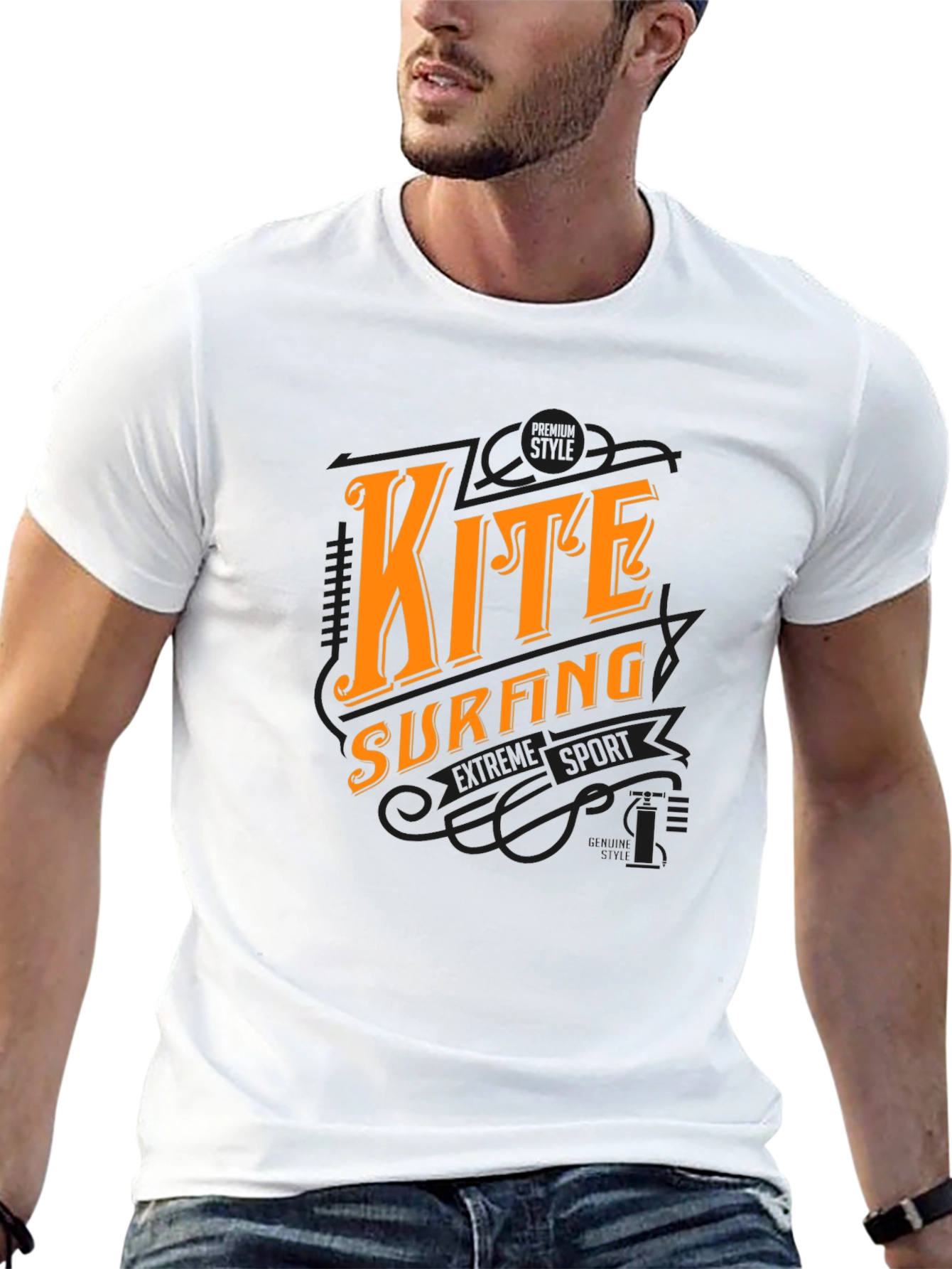 Kite Surfing Graphic Black T-Shirt