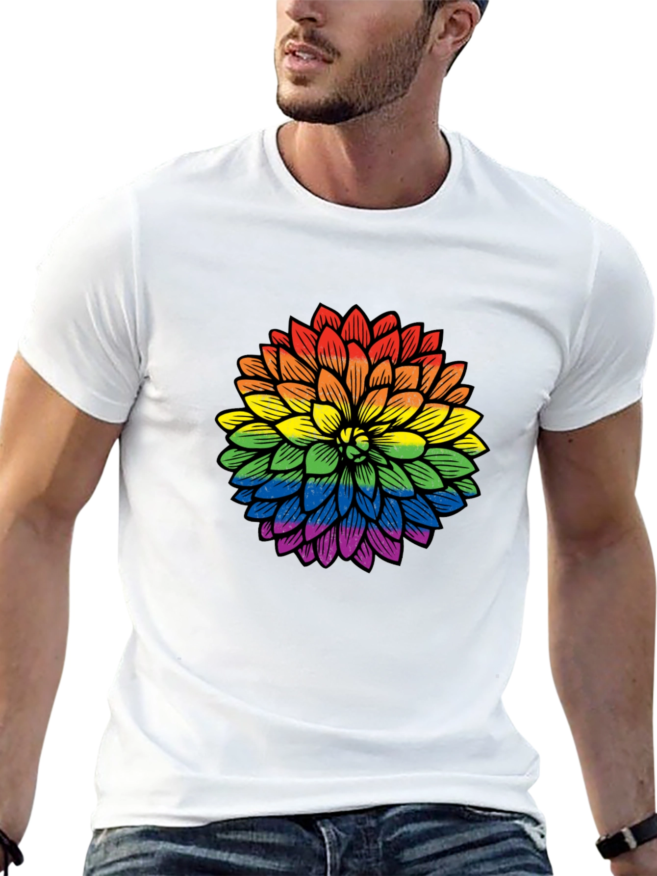 Rainbow Flower Graphic T-Shirt - Pride Apparel