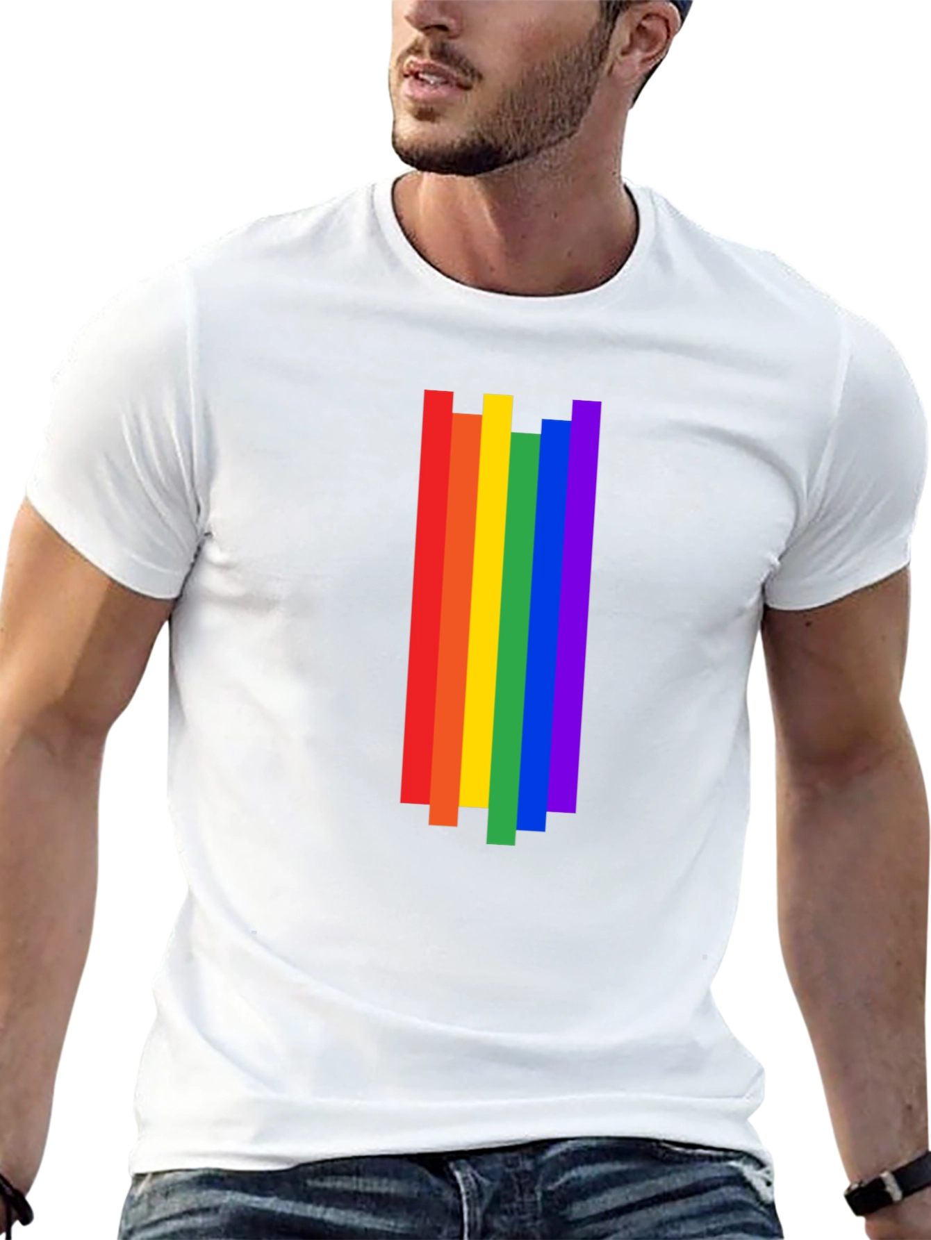 Rainbow Stripe Graphic Tee - Pride Month Shirt