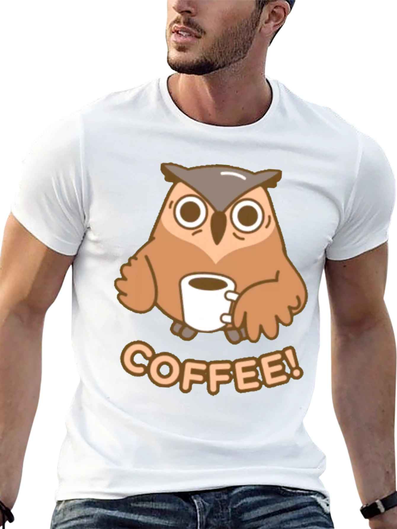 Owl Coffee Lover Tee - Cute Cartoon Design