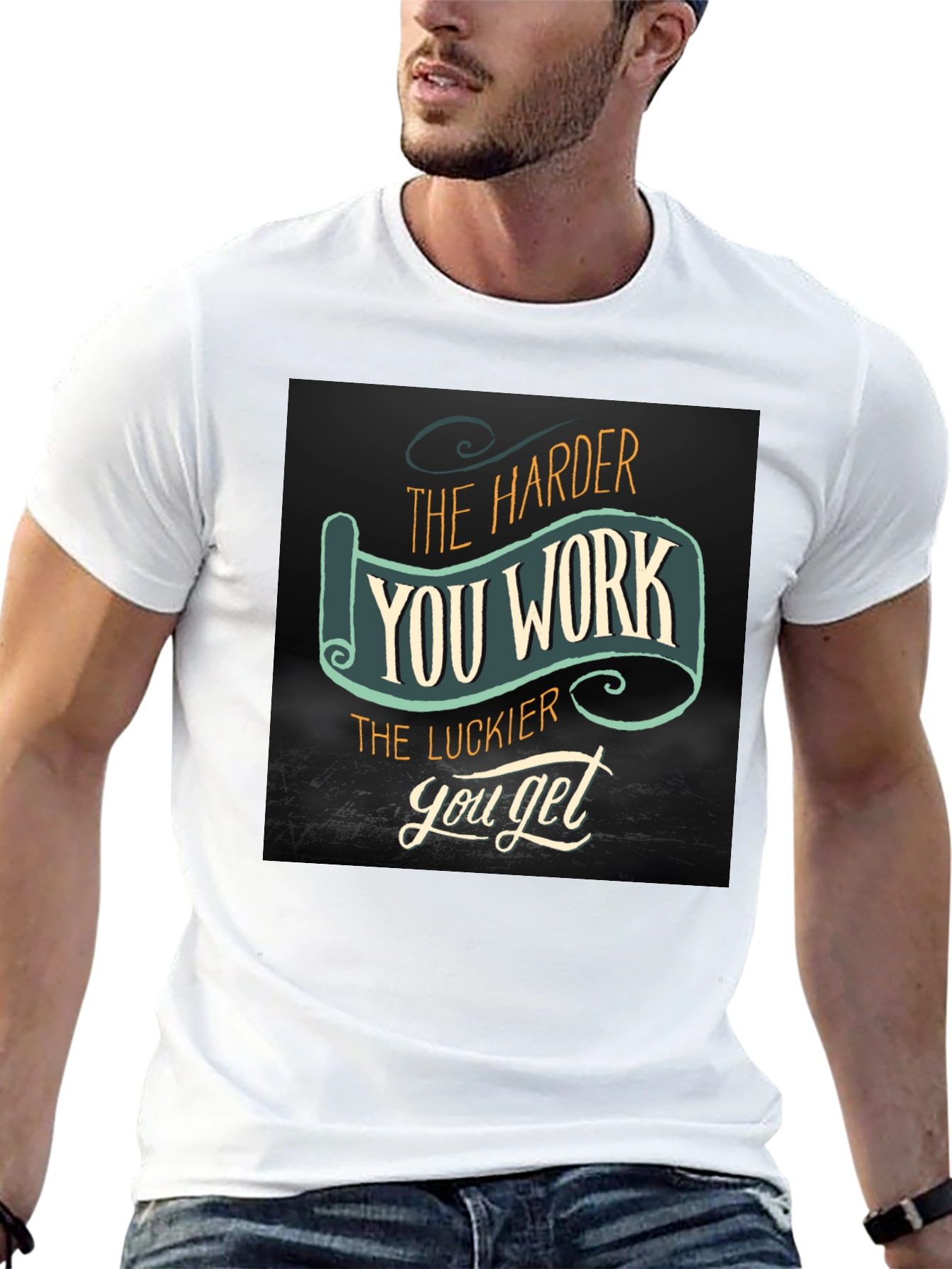Work Harder Get Luckier Black T-Shirt