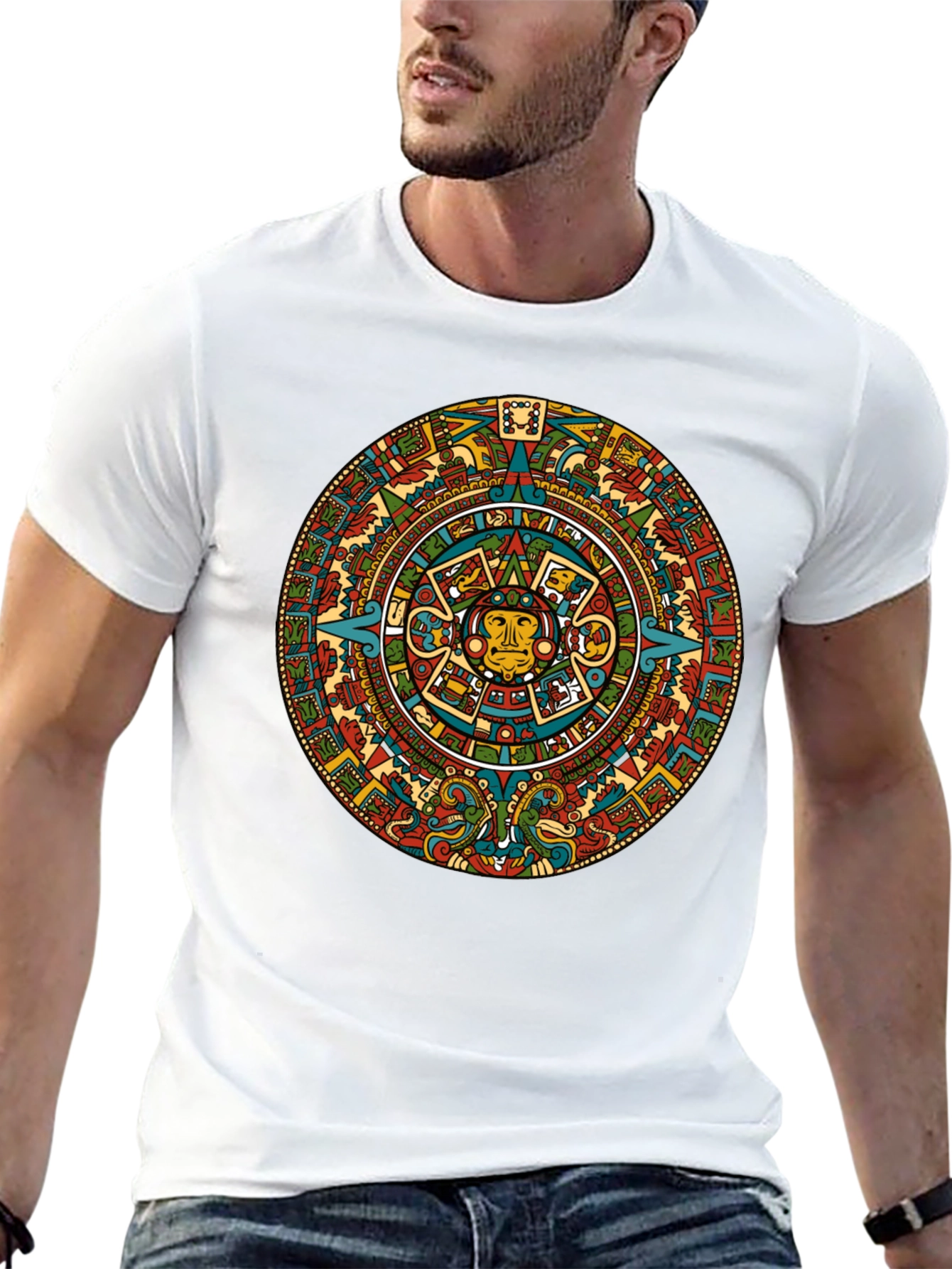 Aztec Calendar Graphic Print T-Shirt