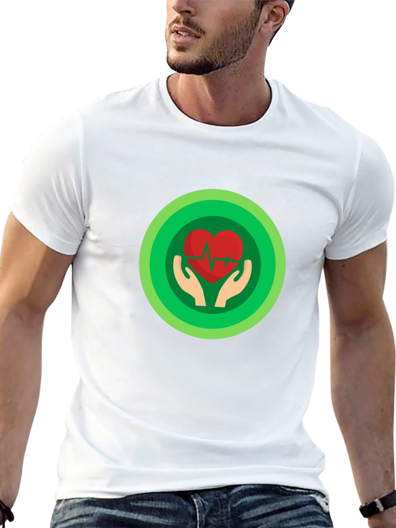 Heartbeat Hand Graphic Tee - Black Cotton T-Shirt