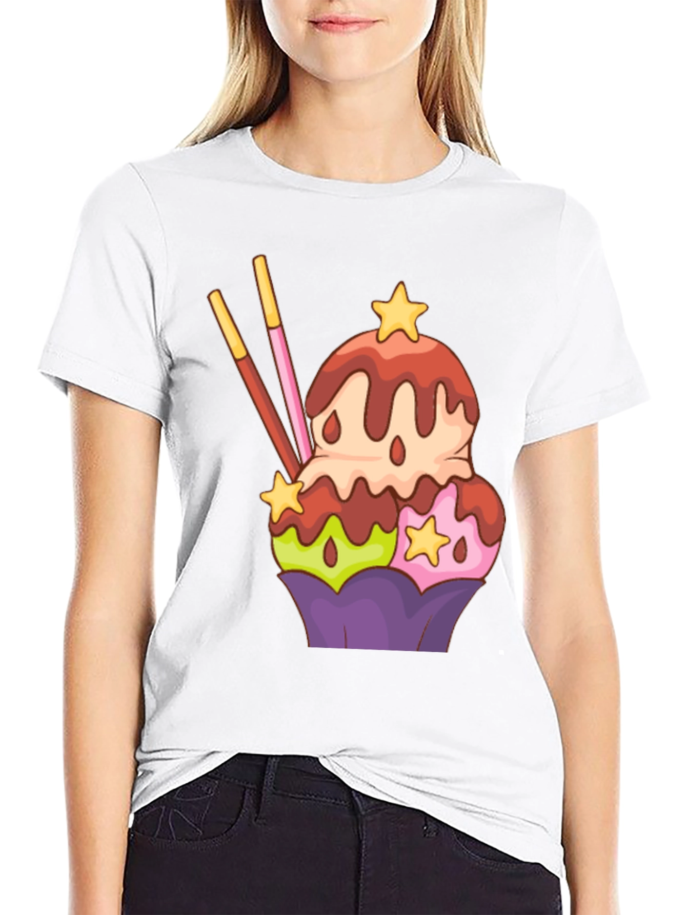 Cartoon Dessert Graphic Tee - Kawaii Cute Style