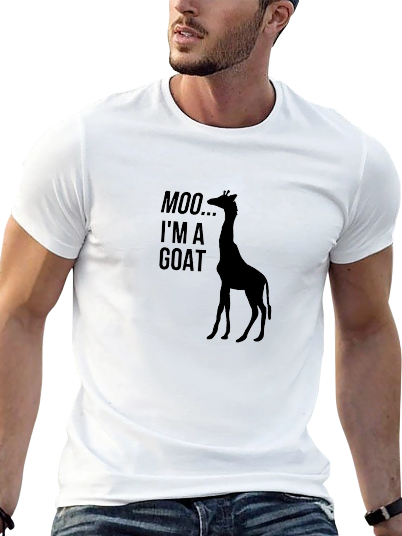 Funny Giraffe Goat T-Shirt - Black