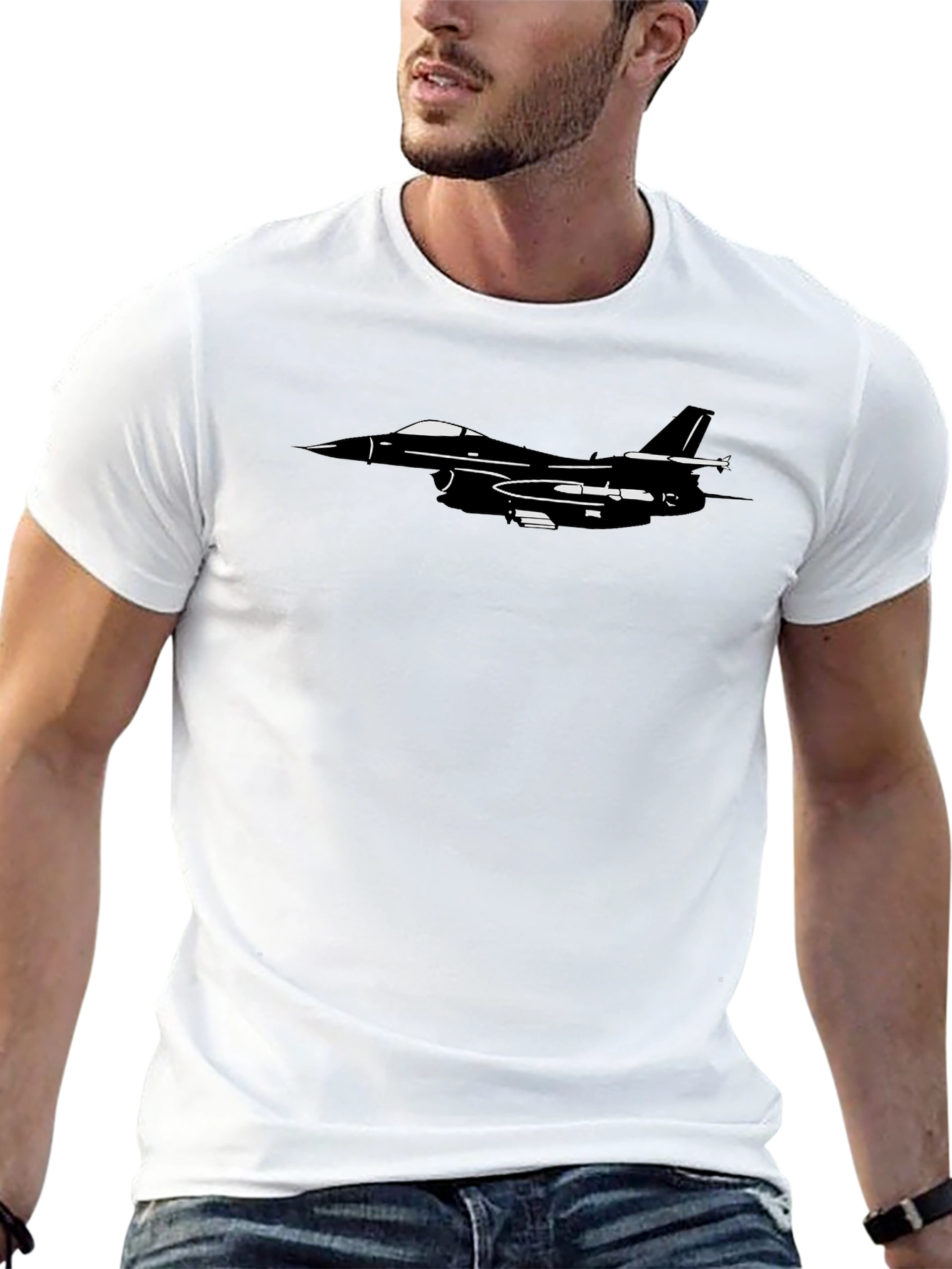 Jet Fighter Graphic T-Shirt - Sleek Black Tee