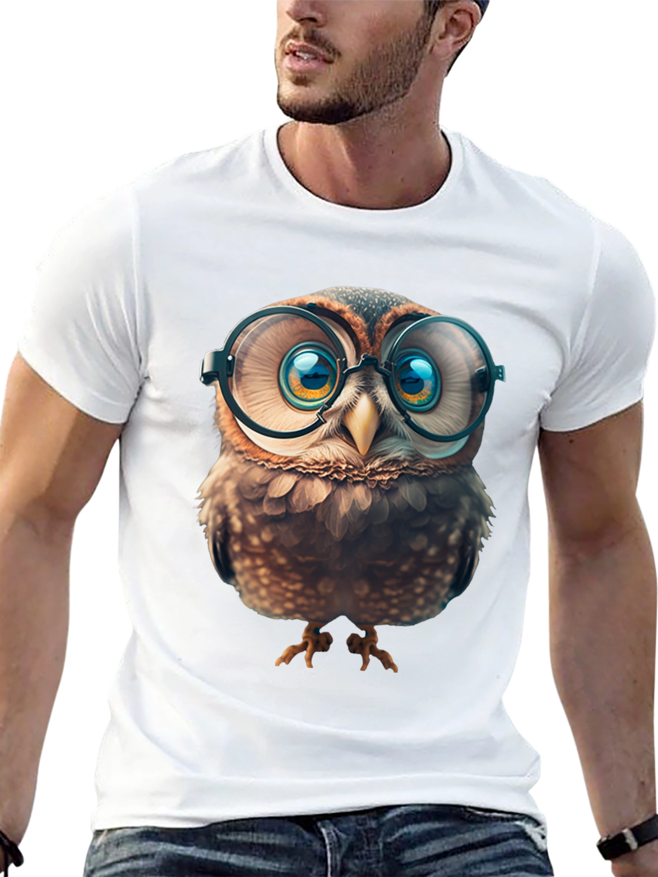 Owl with Glasses T-Shirt - Funny Animal Graphic Tee