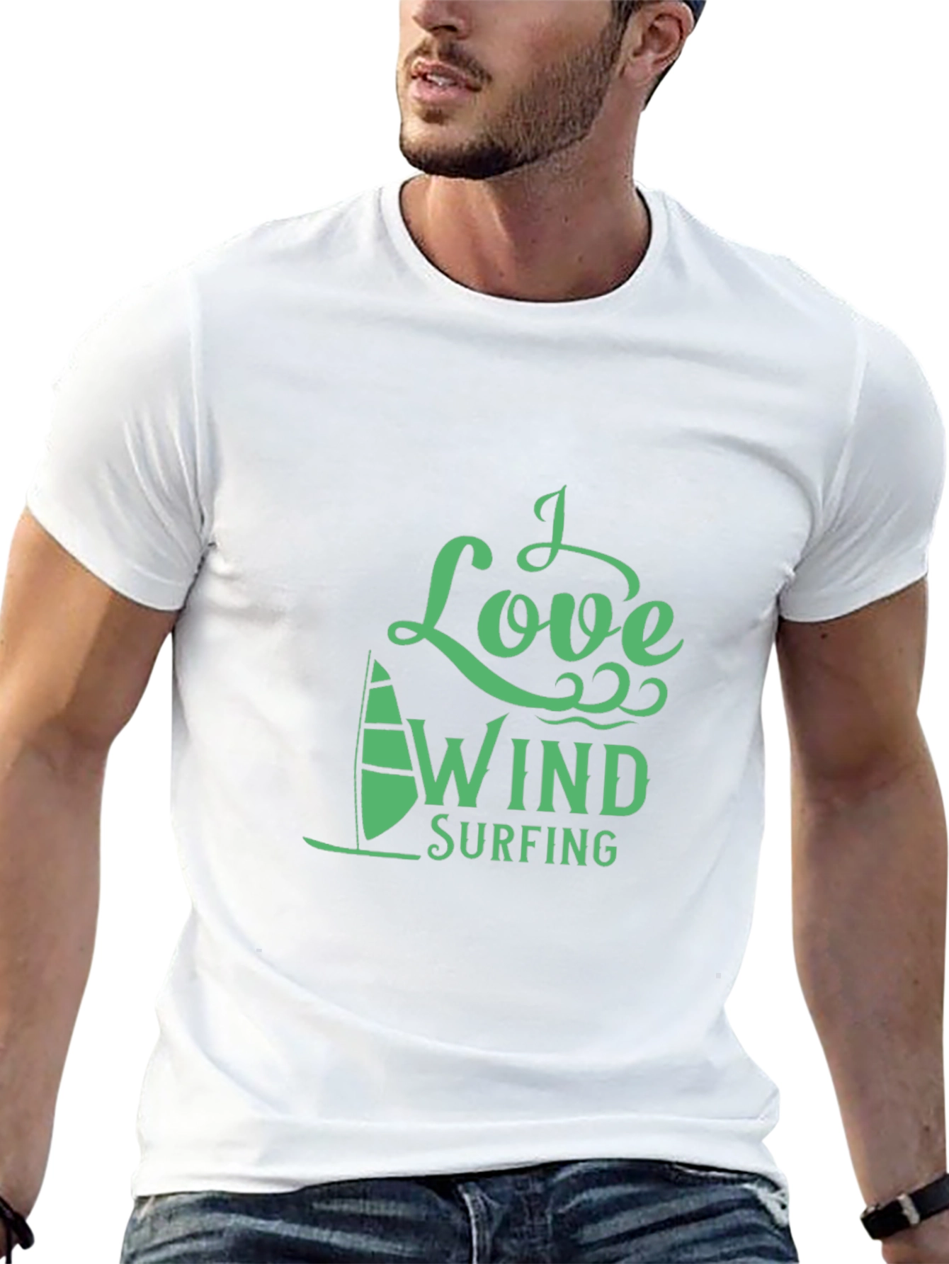 I Love Windsurfing Graphic Tee - Black