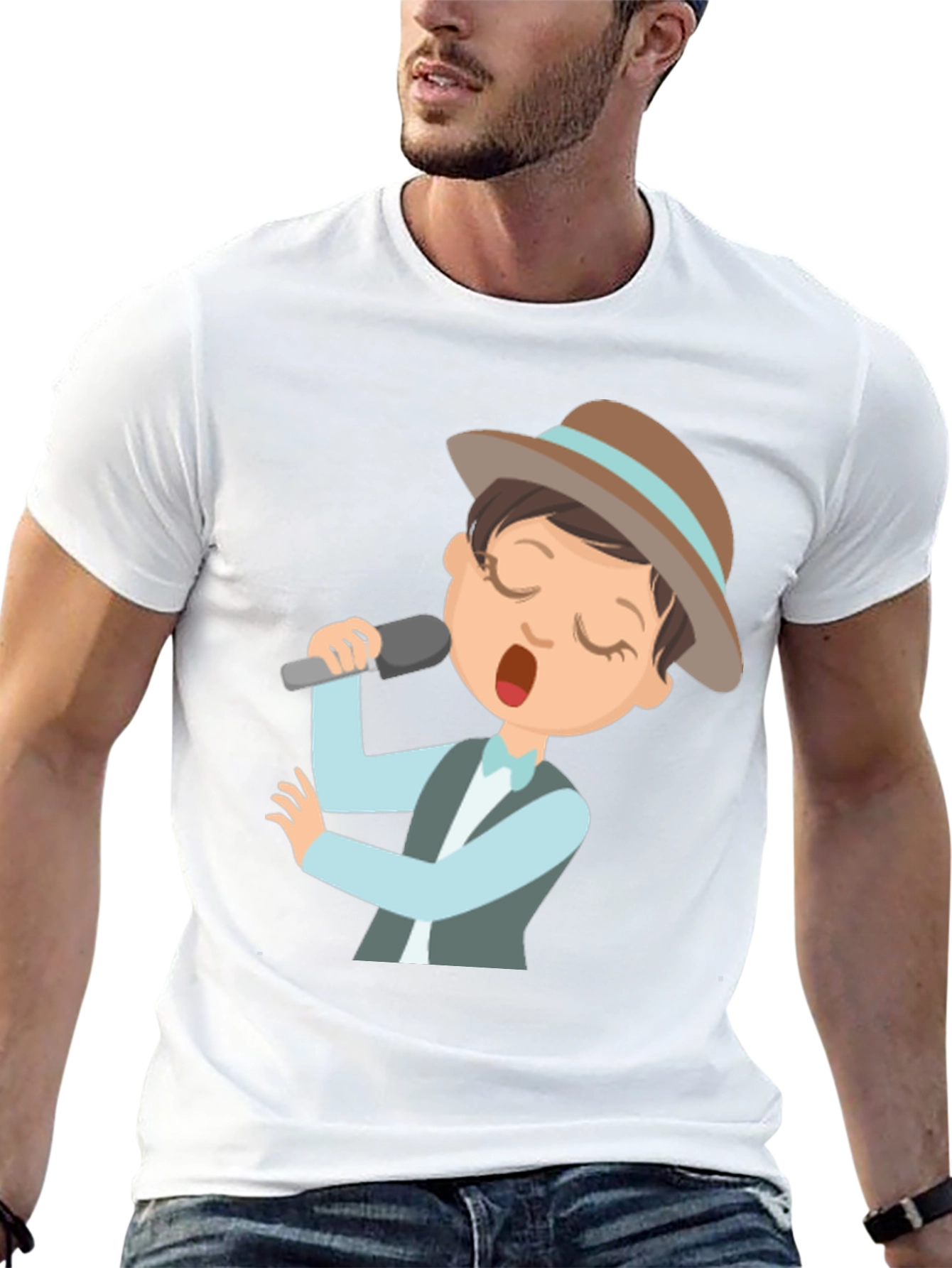 Singing Cartoon Character Black T-shirt