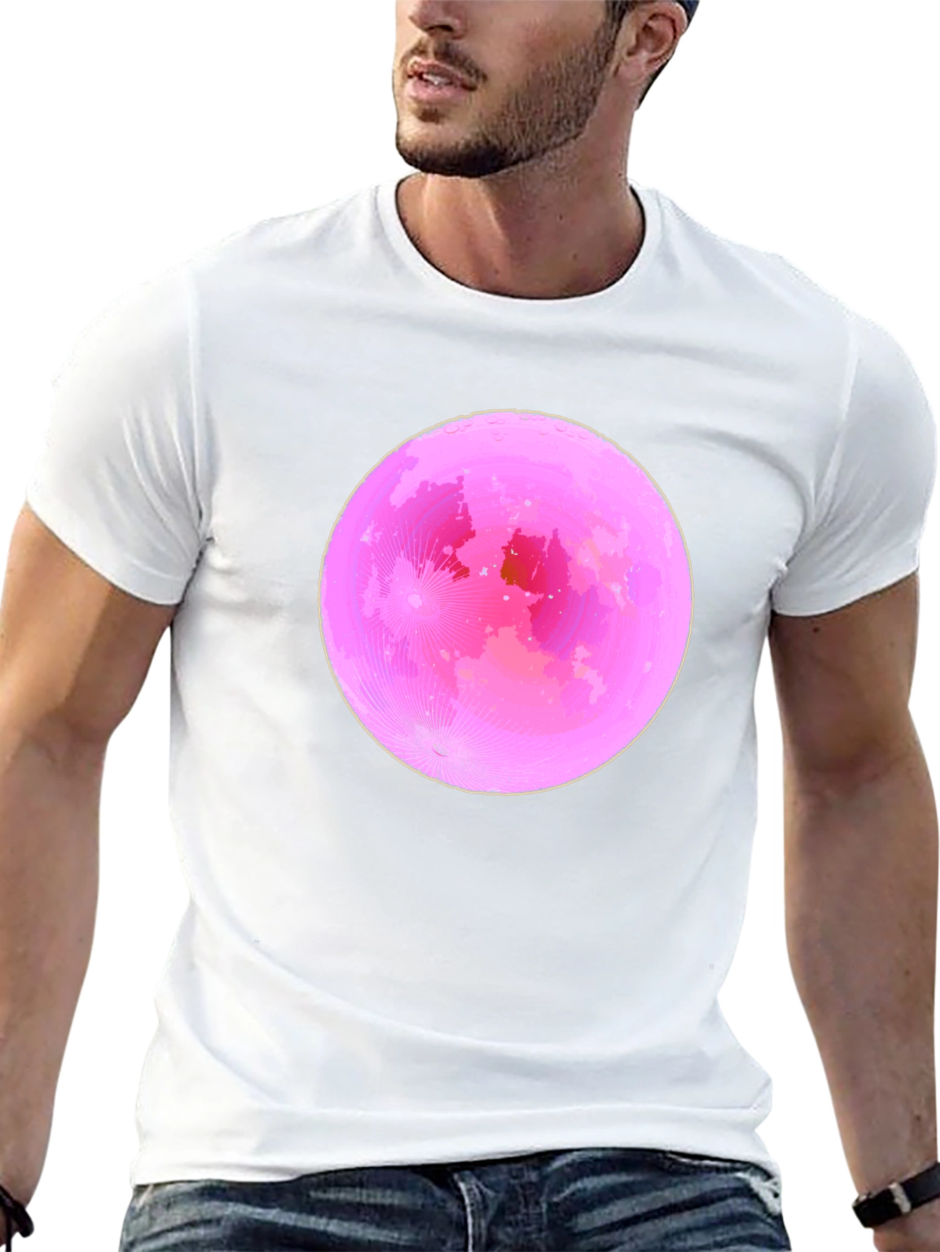 Pink Moon Graphic Tee - Soft Black Cotton T-Shirt