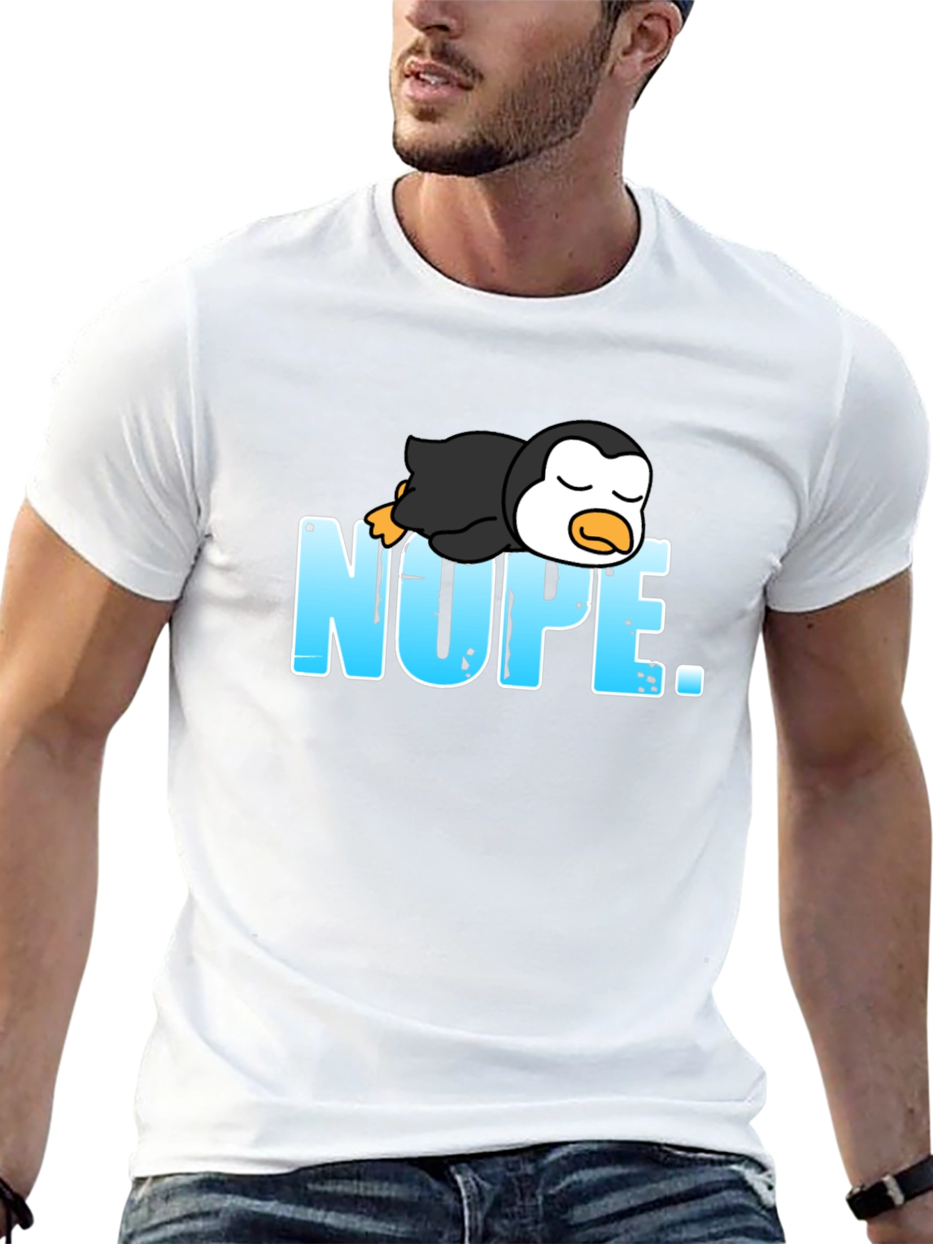 Nope Penguin Graphic T-Shirt