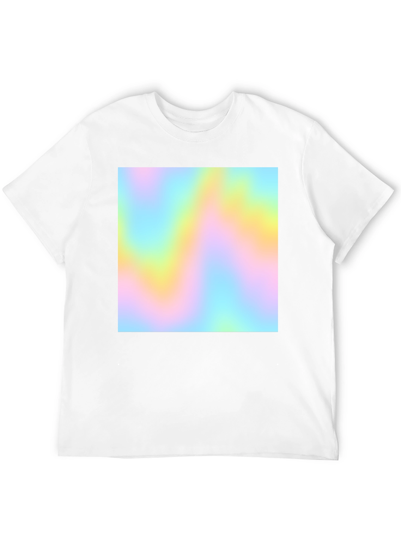 Mens Black Tee with Pastel Swirl Design