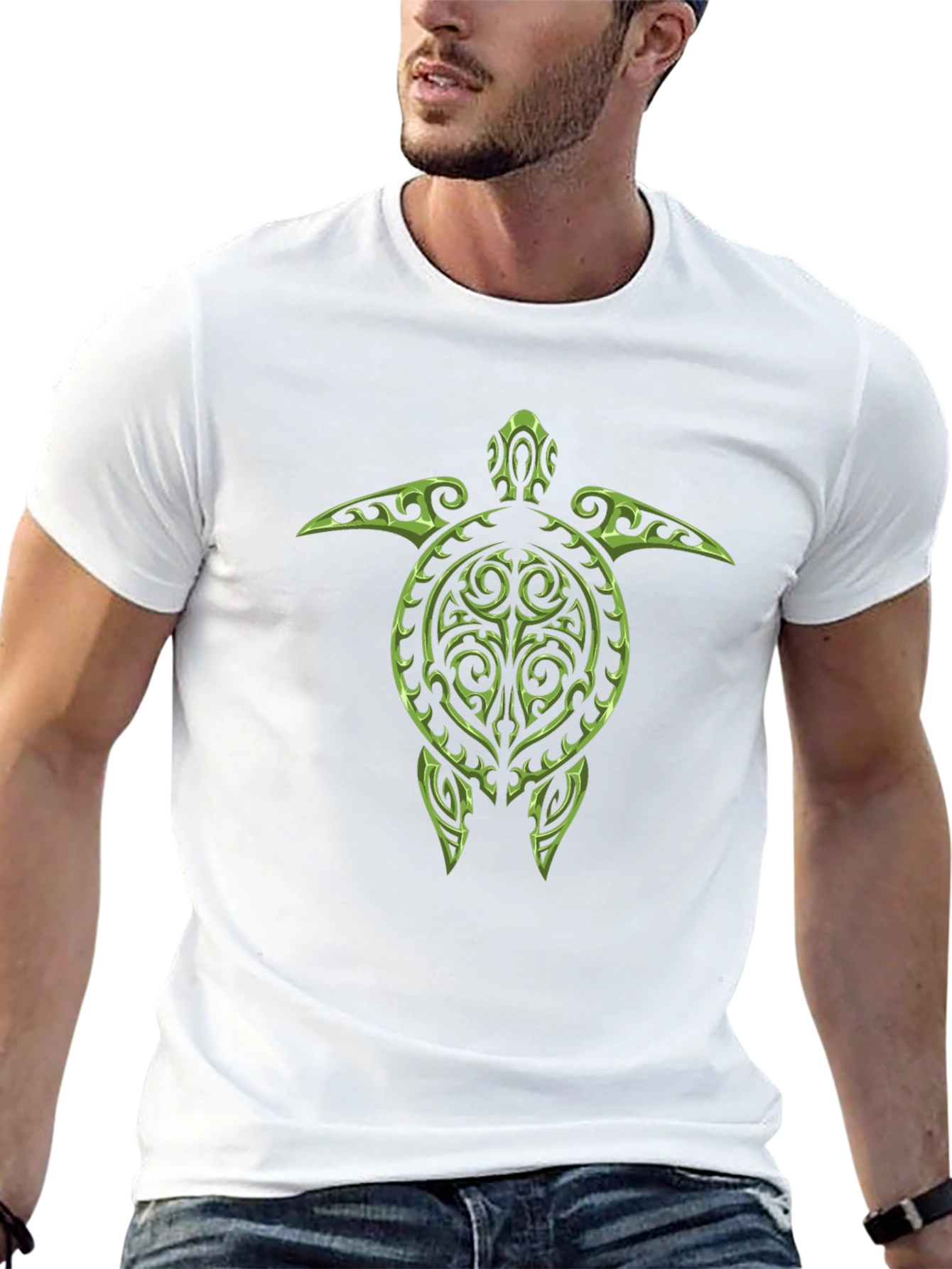 Tribal Turtle Graphic Tee - Black Cotton T-Shirt