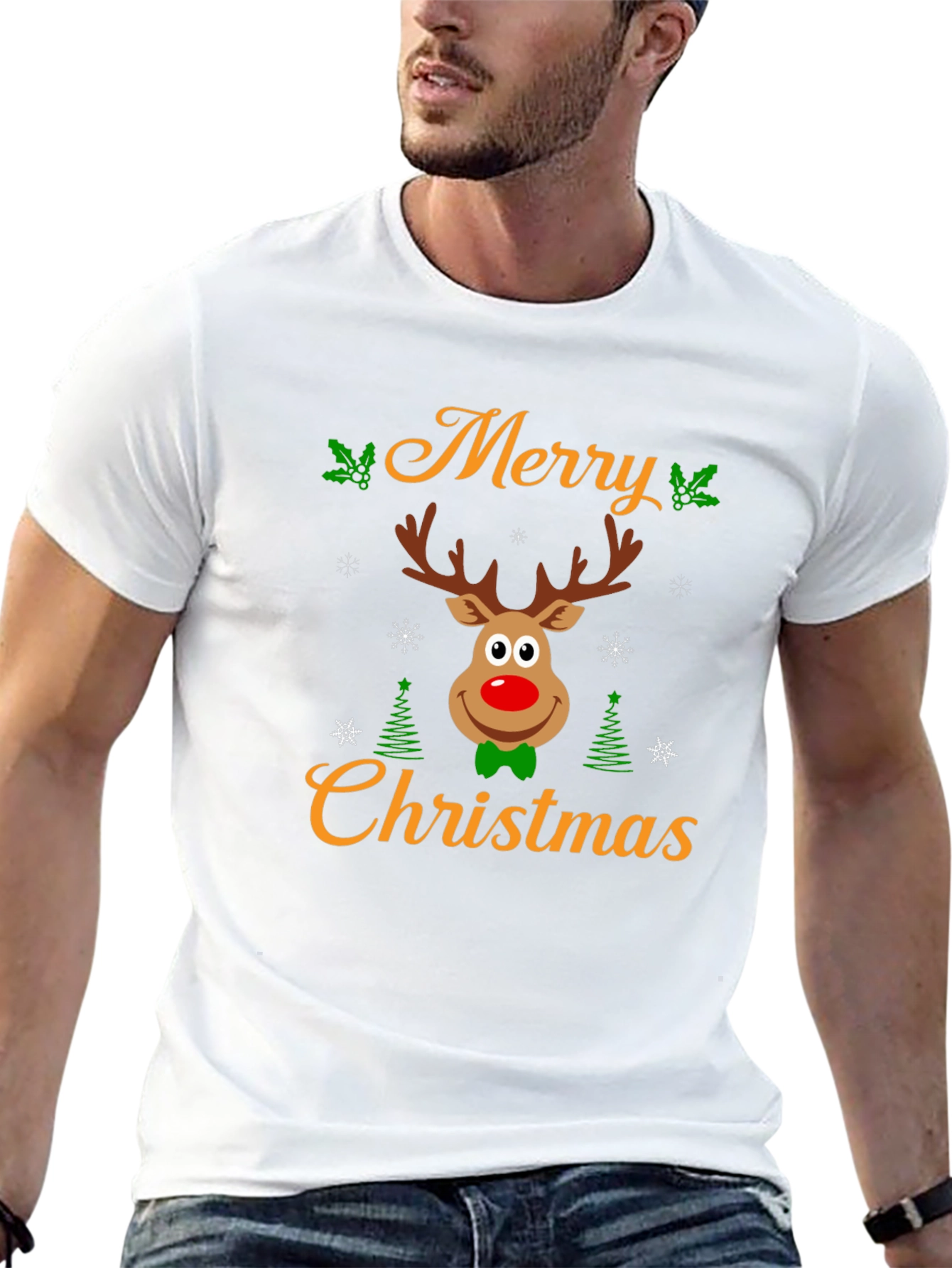 Merry Christmas Reindeer Graphic T-Shirt