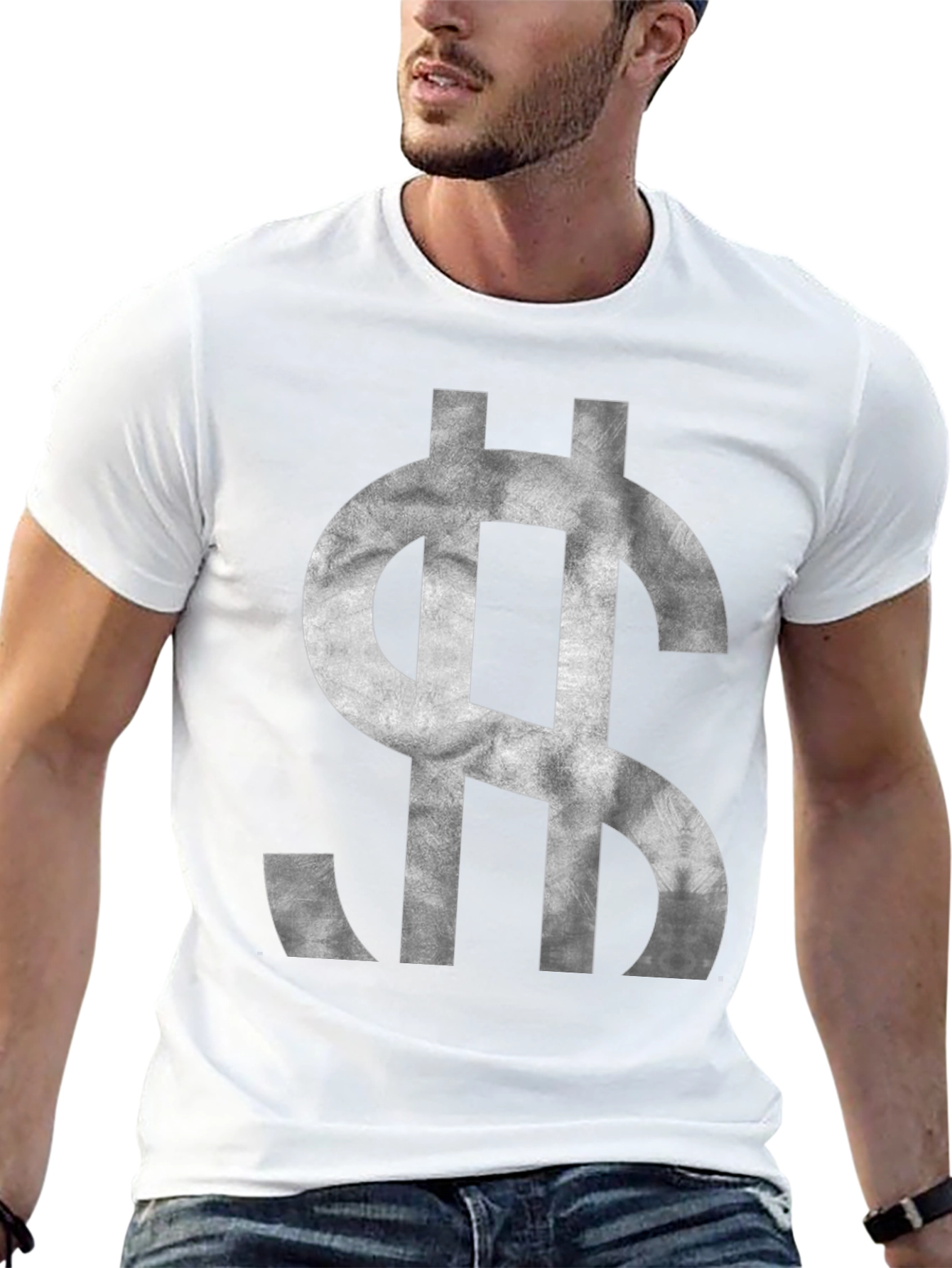 Dollar Sign Graphic Tee - Black Cotton T-Shirt