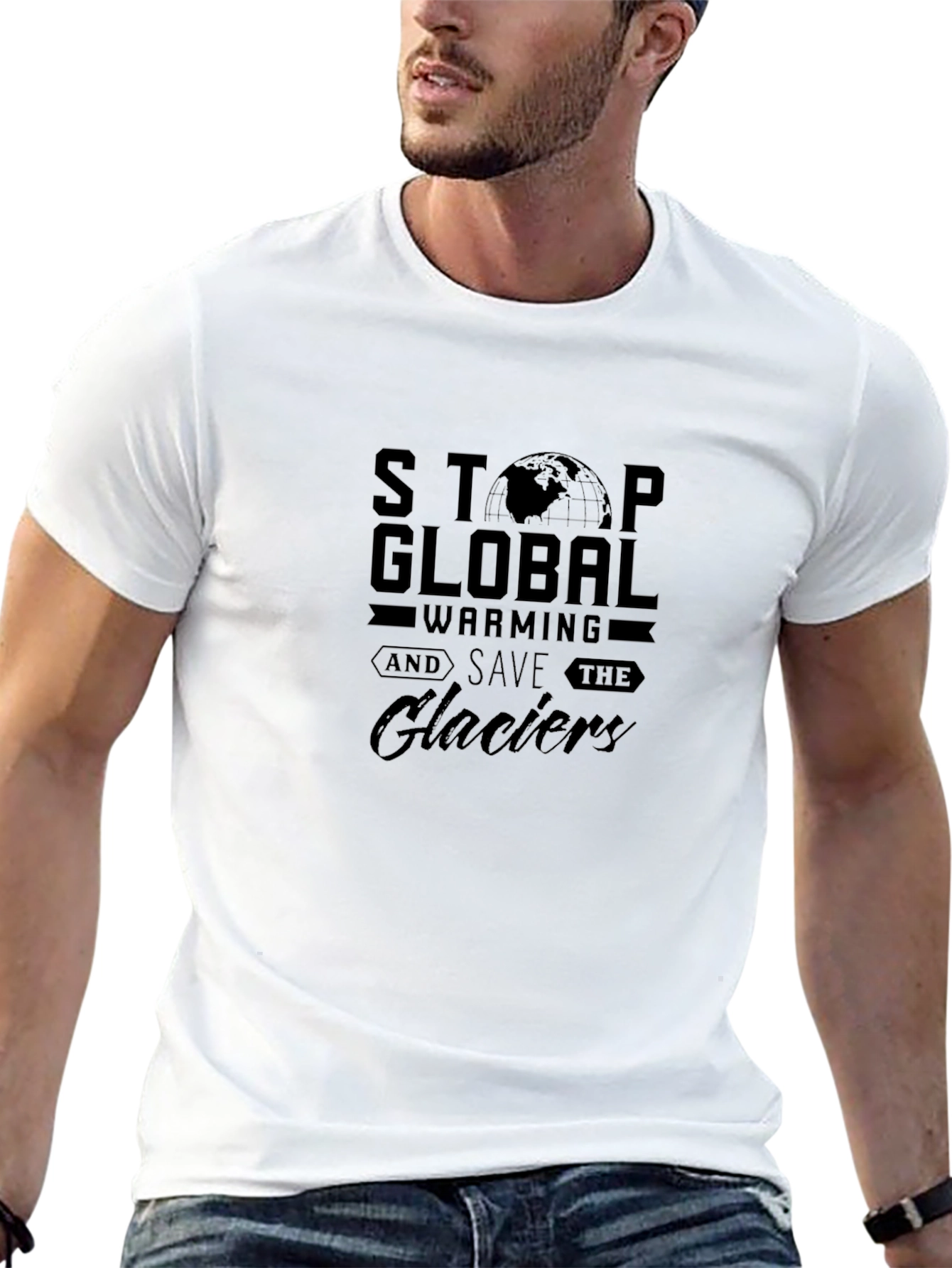 Stop Global Warming Save Glaciers Black T-Shirt