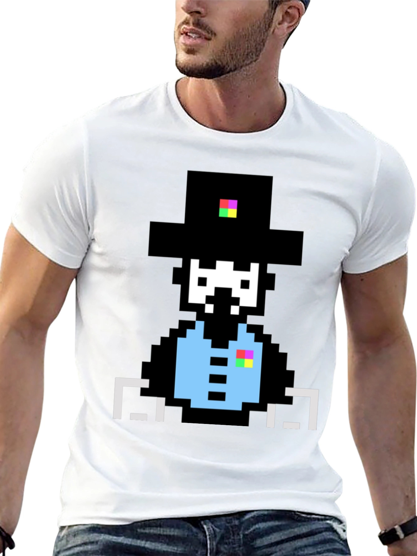 Pixelated Pilgrim Graphic Tee - Unique Design