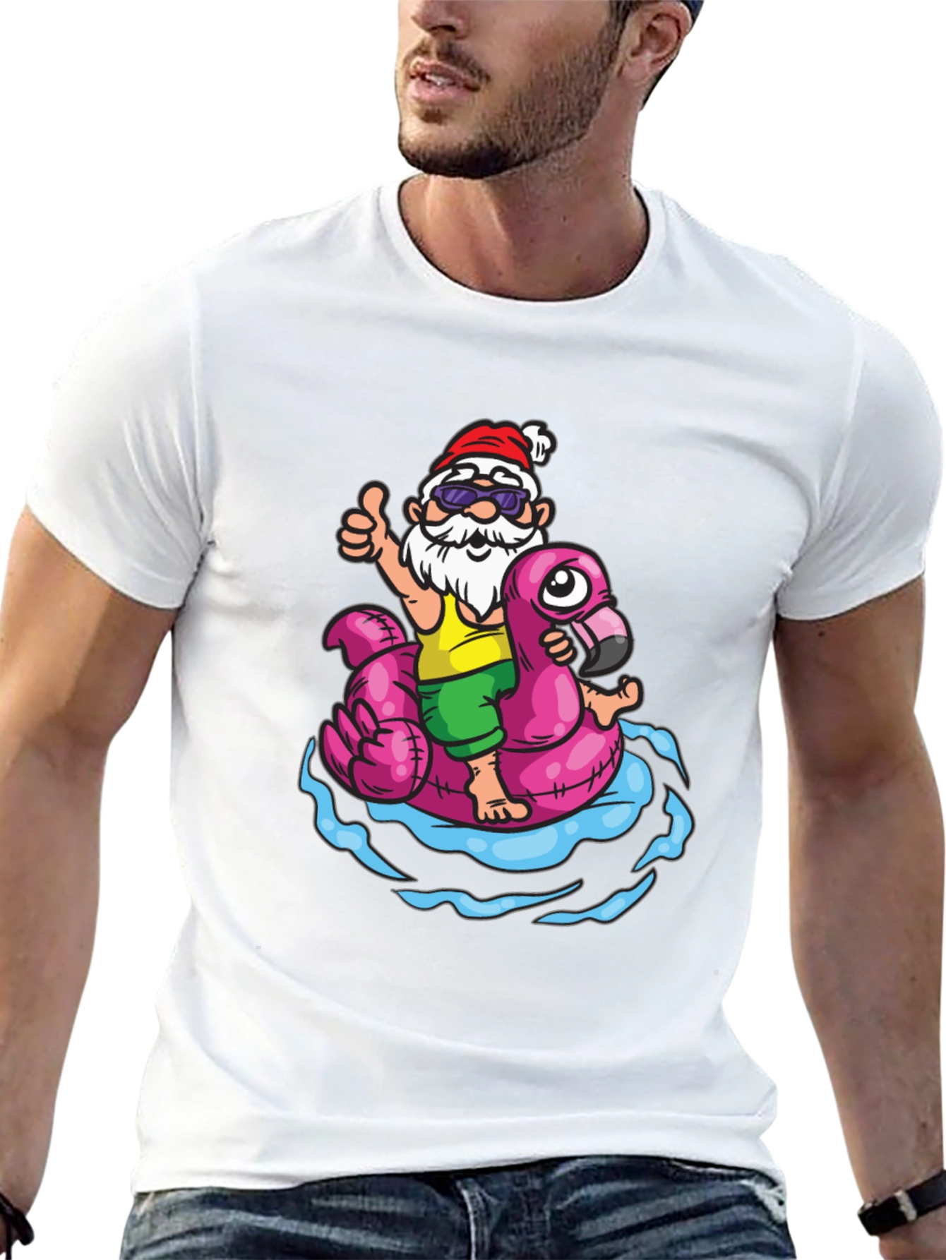 Santa Gnome Flamingo Pool Float T-Shirt