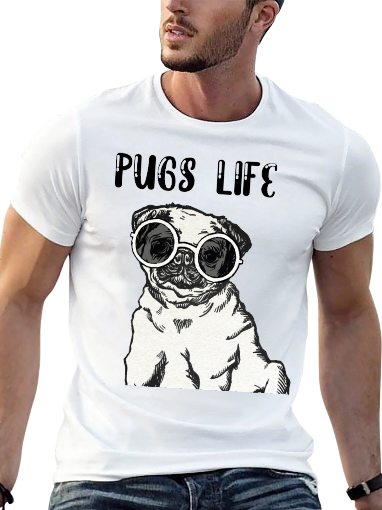 Pugs Life Graphic Tee - Cool Pug with Sunglasses