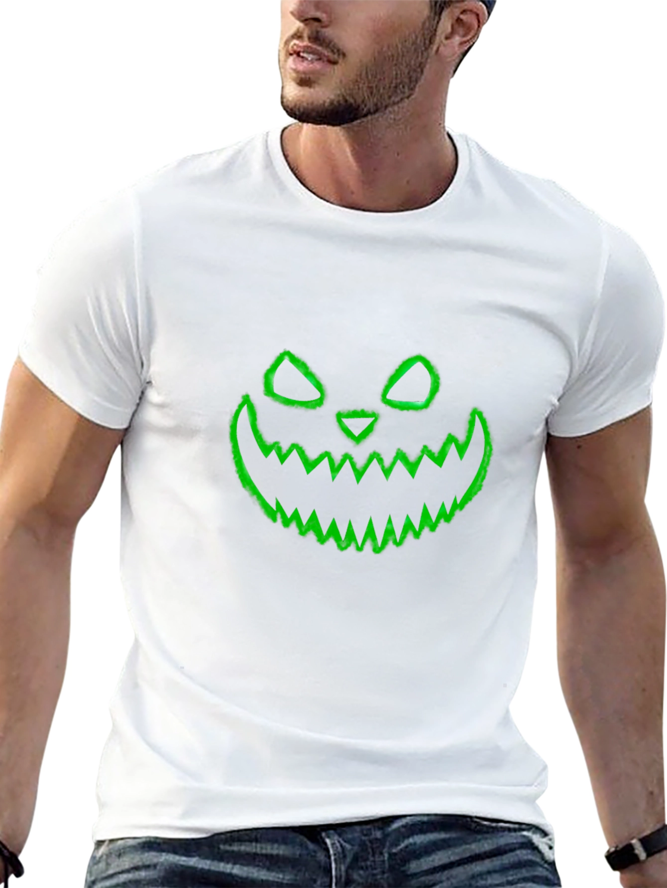 Halloween Pumpkin Face Graphic Black T-Shirt
