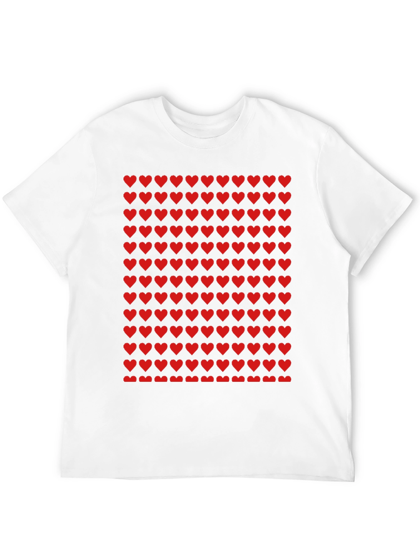Red Heart Pattern Black T-Shirt