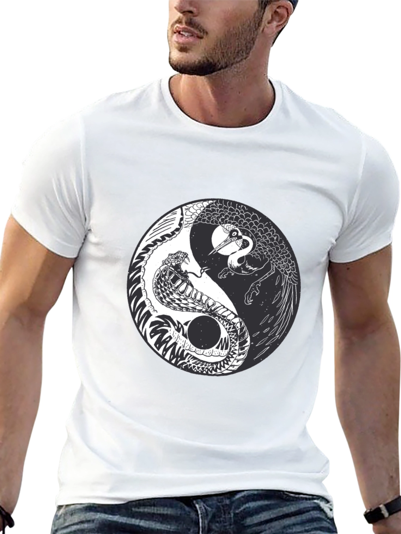 Yin Yang Crane Snake Graphic Tee