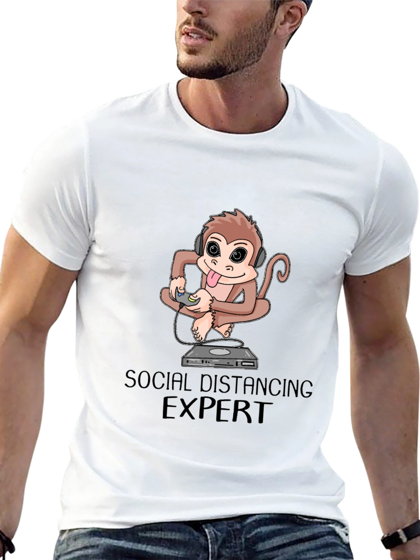 Social Distancing Expert Monkey Graphic Tee