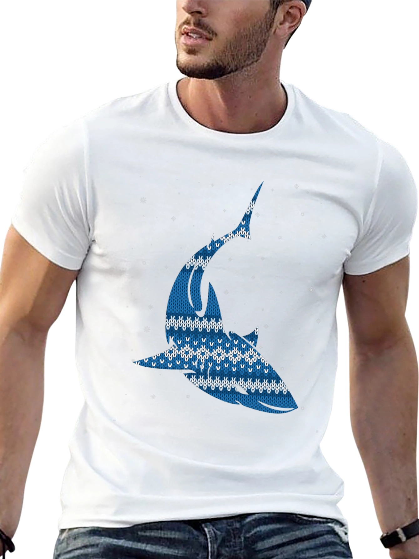 Ugly Christmas Sweater Shark Graphic Tee