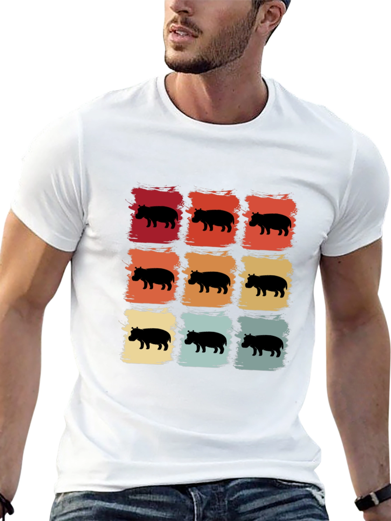 Retro Hippo Silhouette T-Shirt