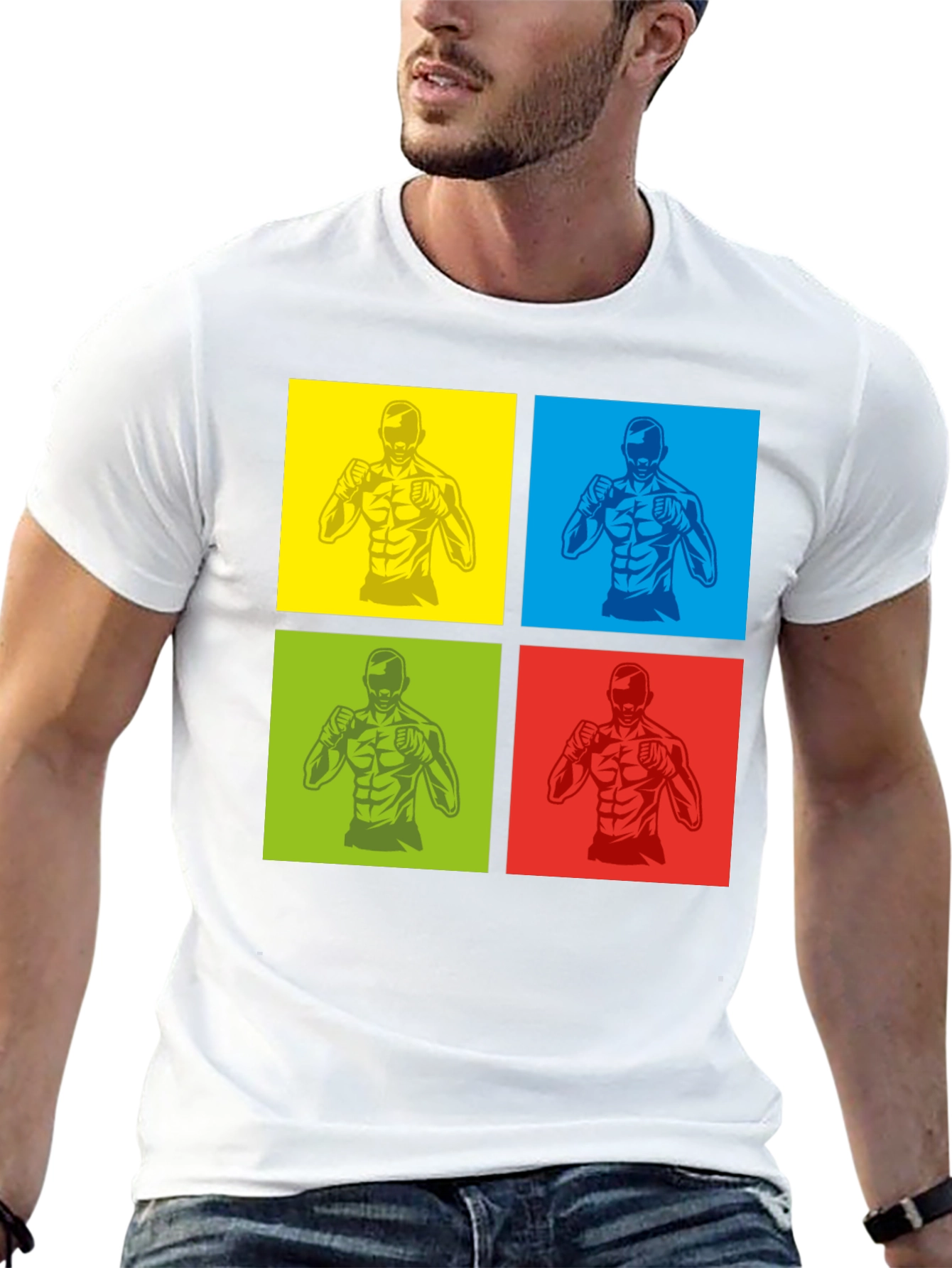 Pop Art MMA Fighter Graphic Black T-Shirt