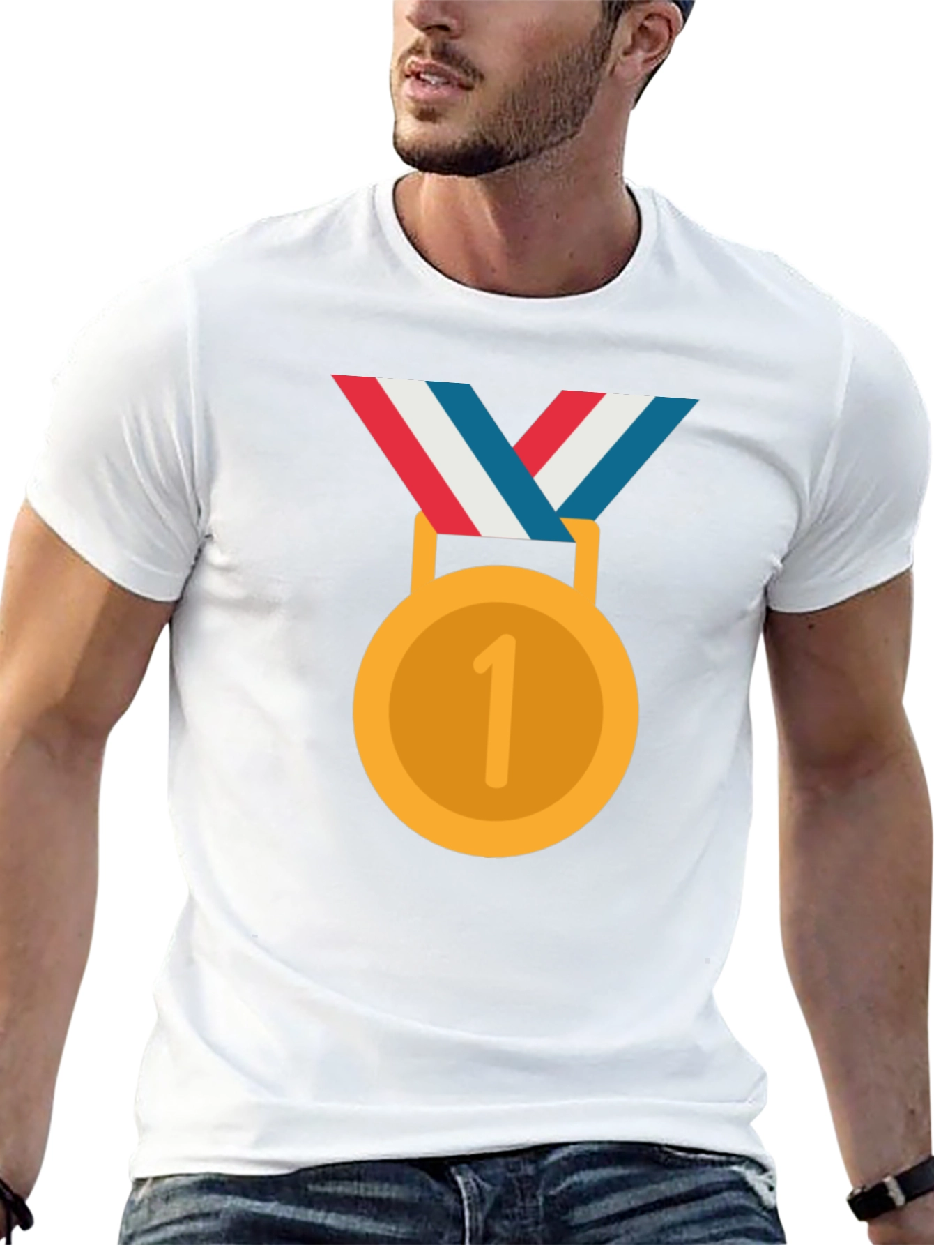 Winners Medal Graphic Tee - Black Cotton T-Shirt