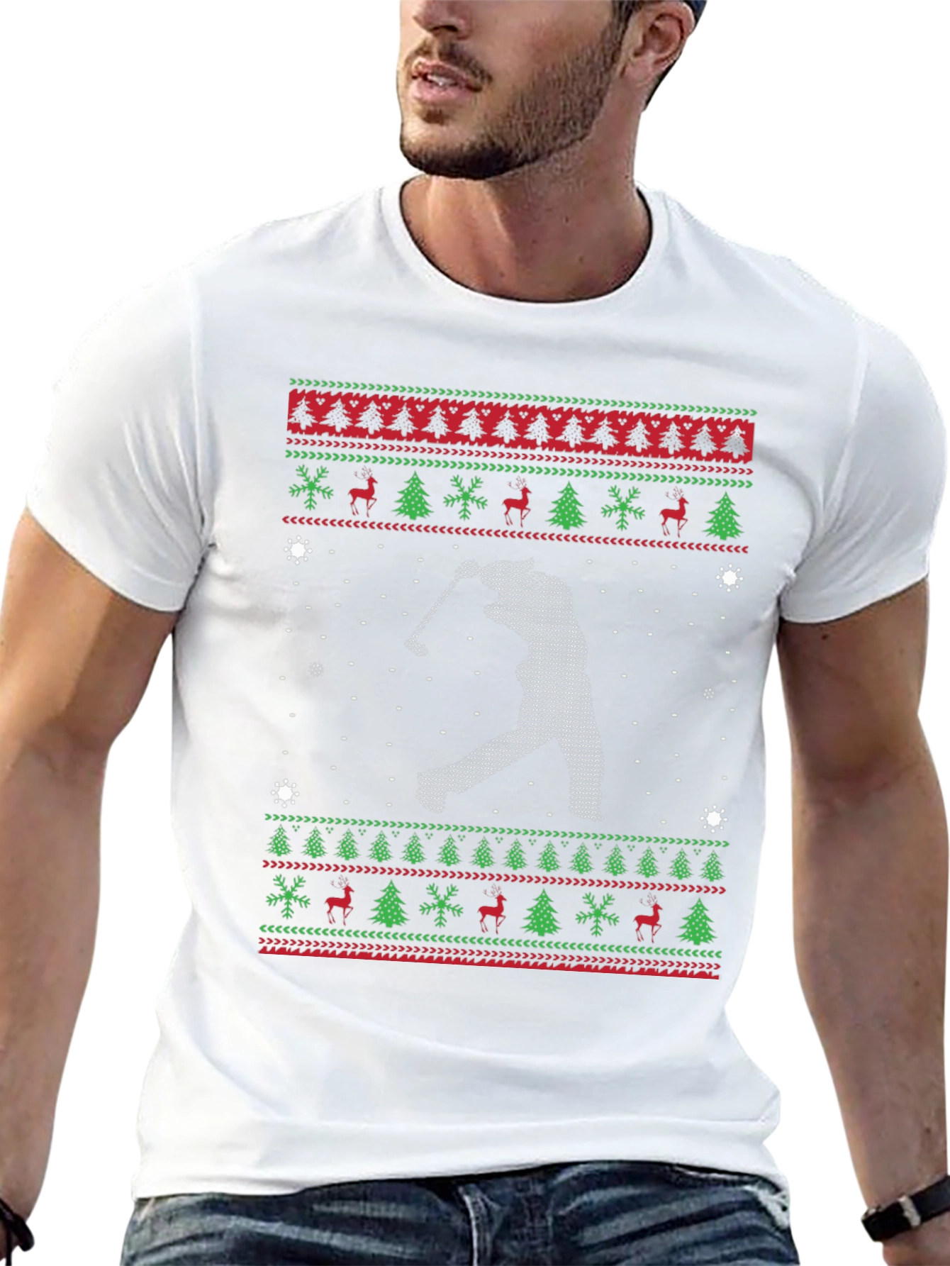 Golf Christmas Sweater Style Tee