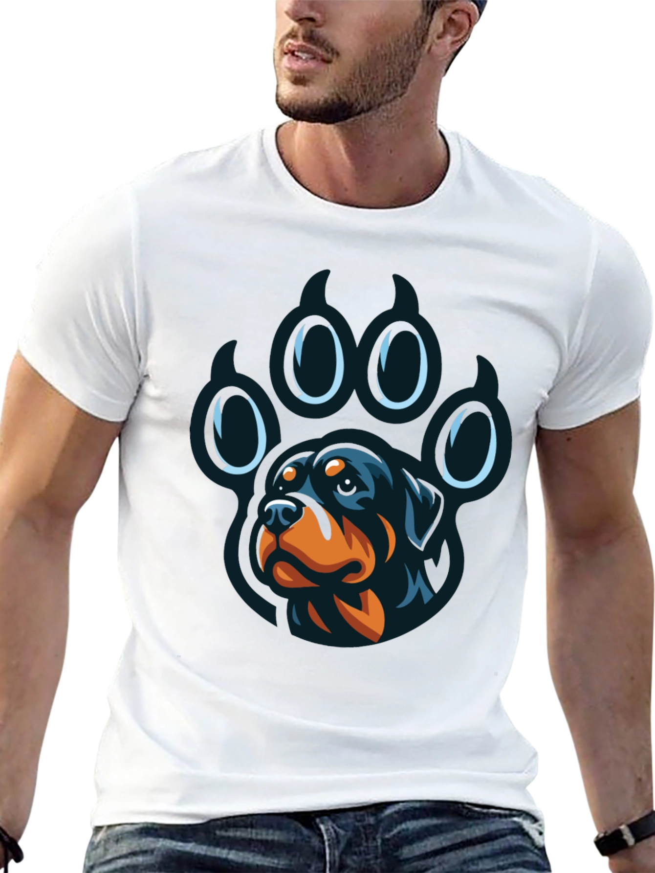 Rottweiler Paw Print Graphic T-Shirt