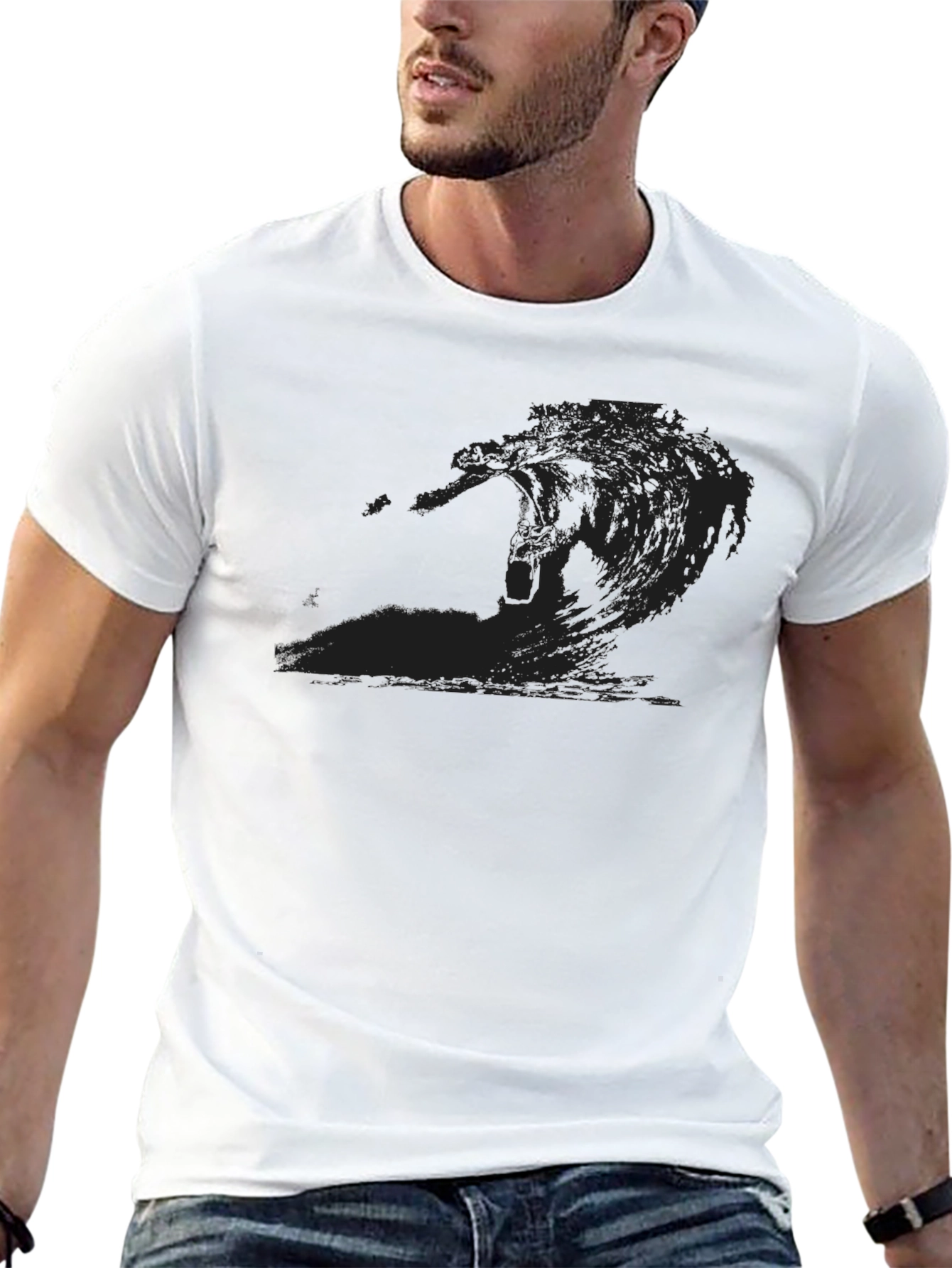 Black Wave Graphic Tee - Cool Casual Style