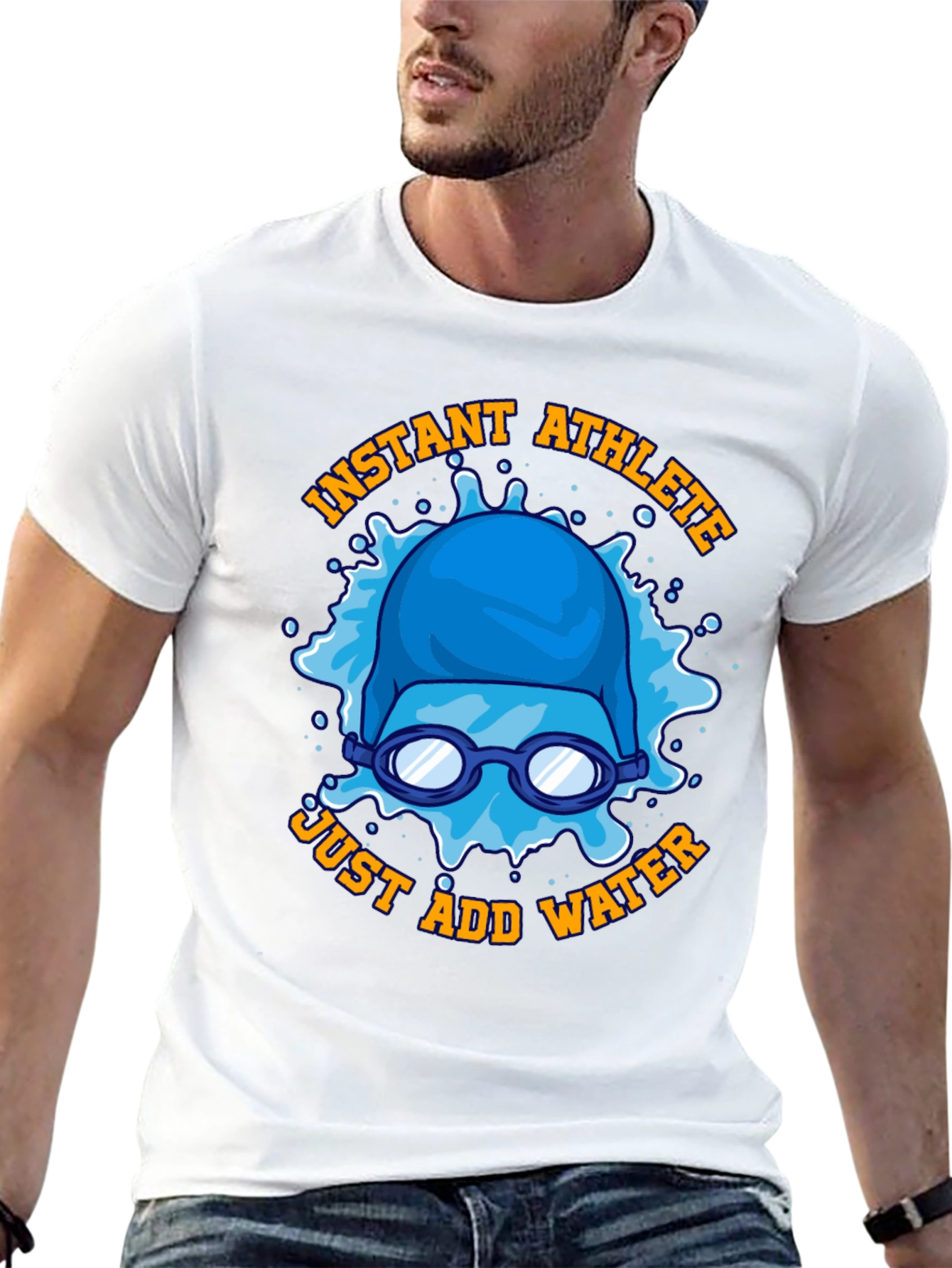 Instant Athlete Just Add Water T-Shirt Funny Swimmer Tee