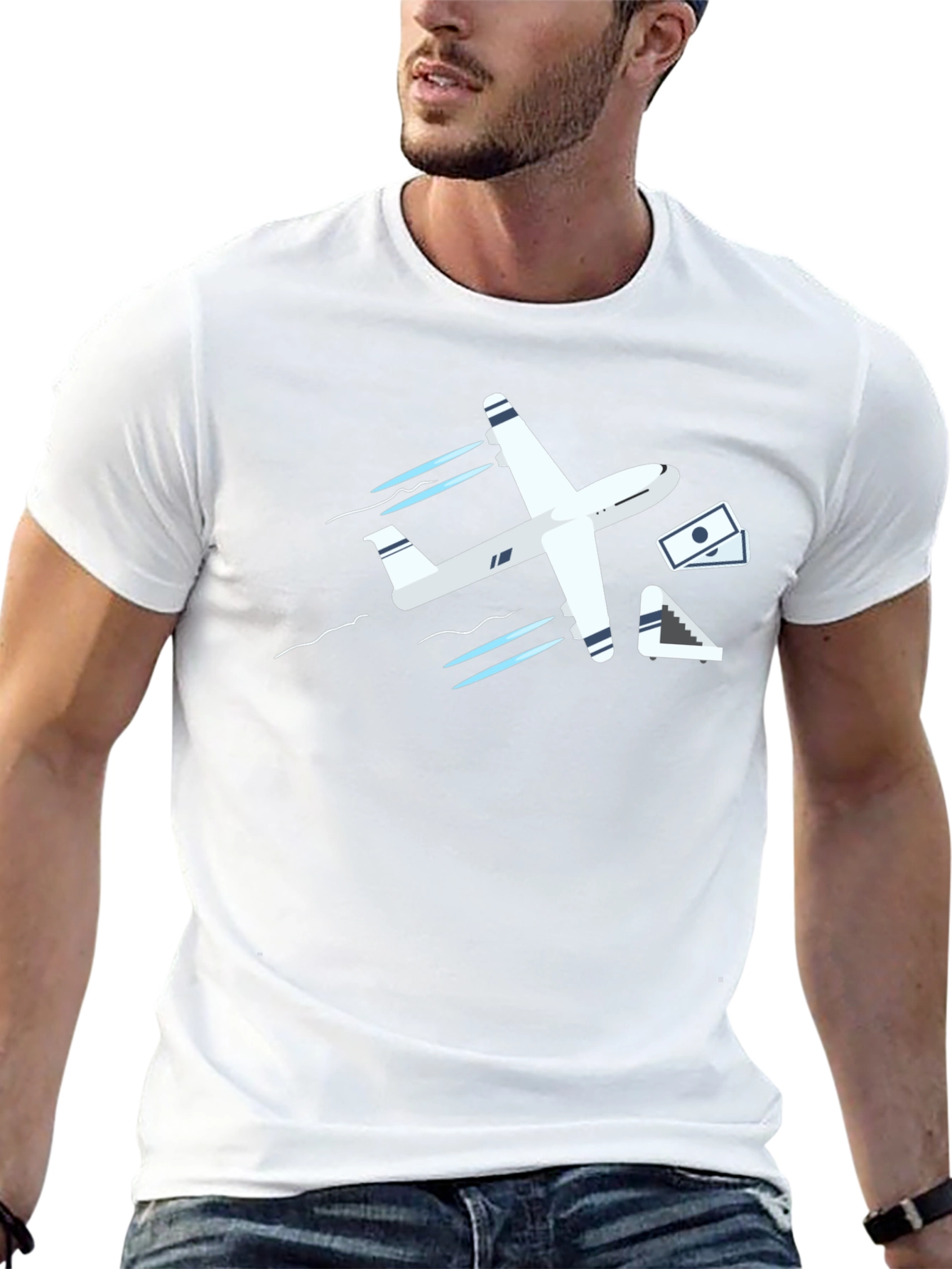 Fly High T-Shirt: Airplane & Money Design