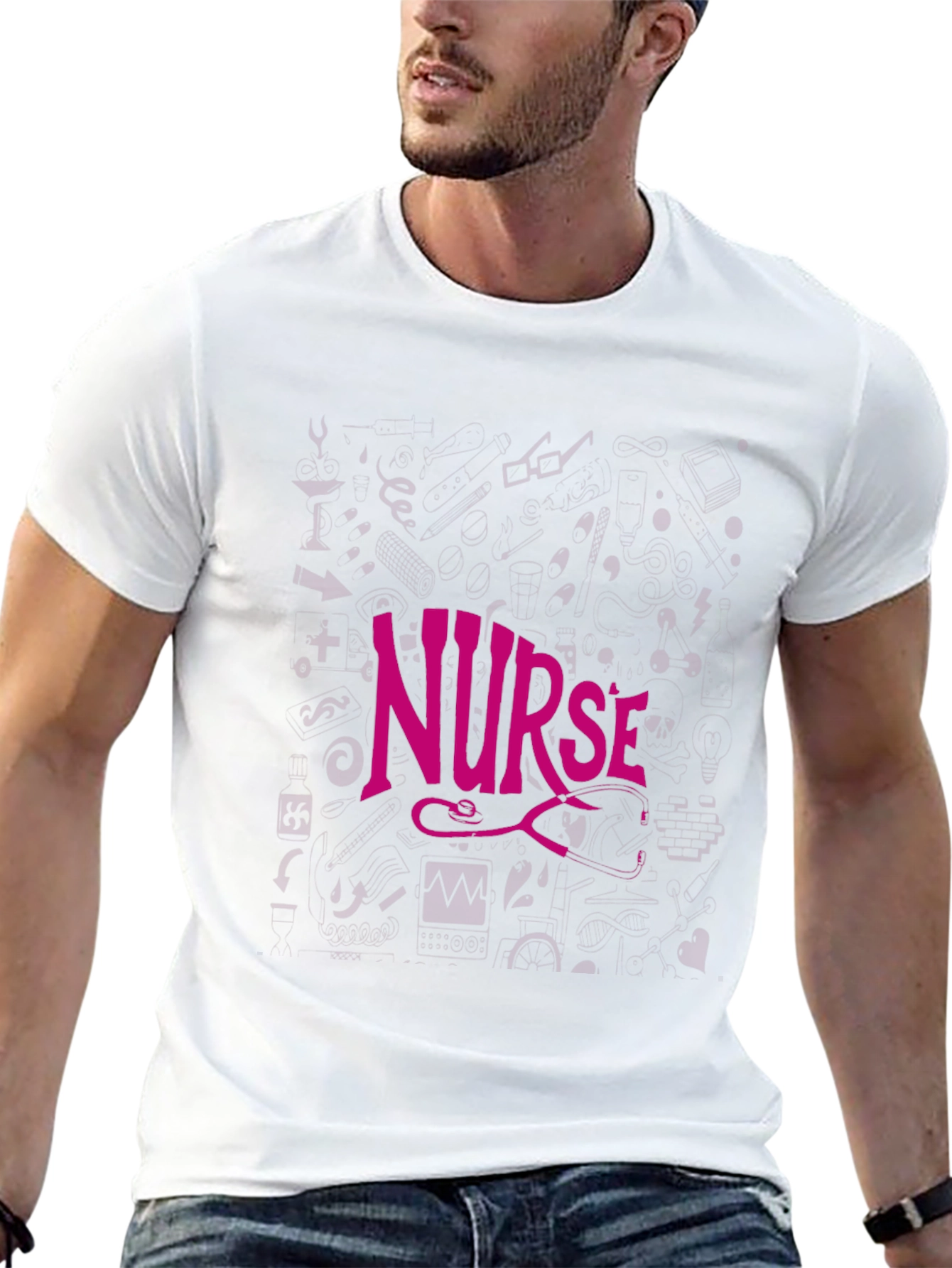 Nurse Stethoscope Graphic Black Tee - Medical Apparel