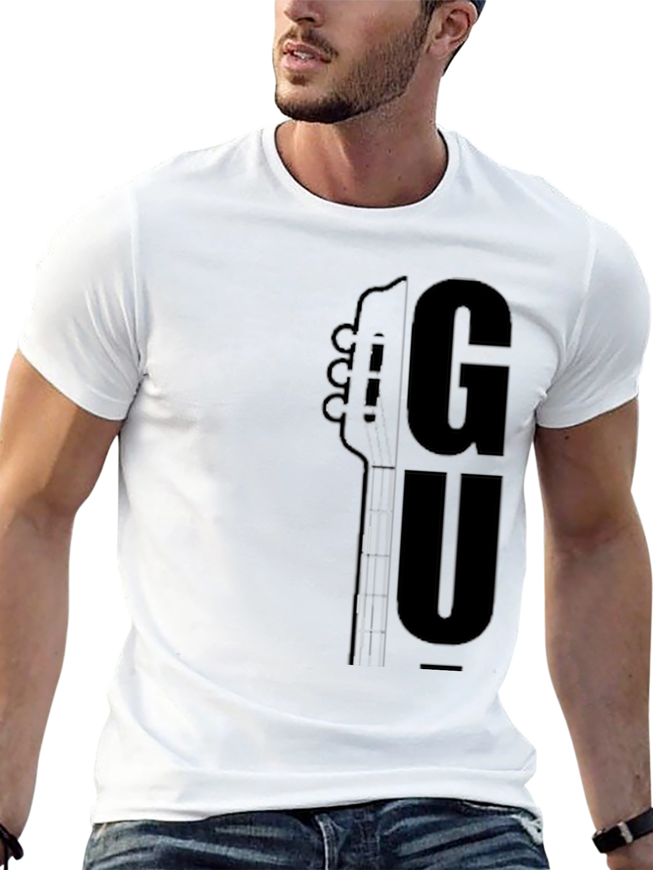 Guitar Graphic Print T-Shirt - Black