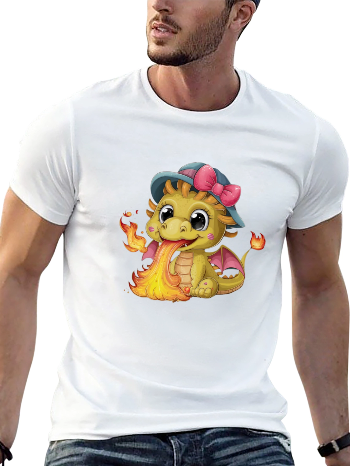 Cute Dragon Fire Breath Graphic Tee