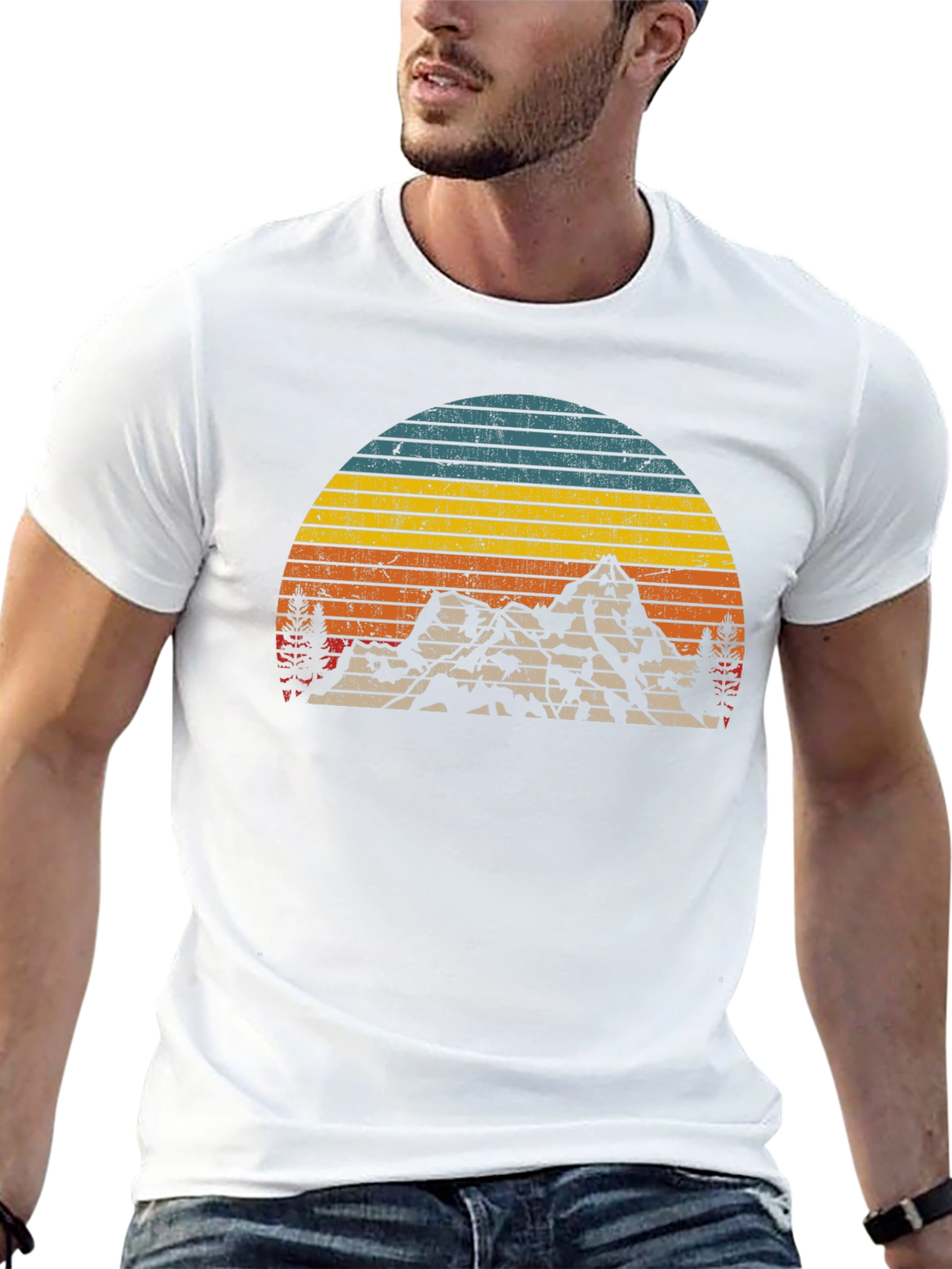 Retro Mountain Sunset Graphic T-Shirt