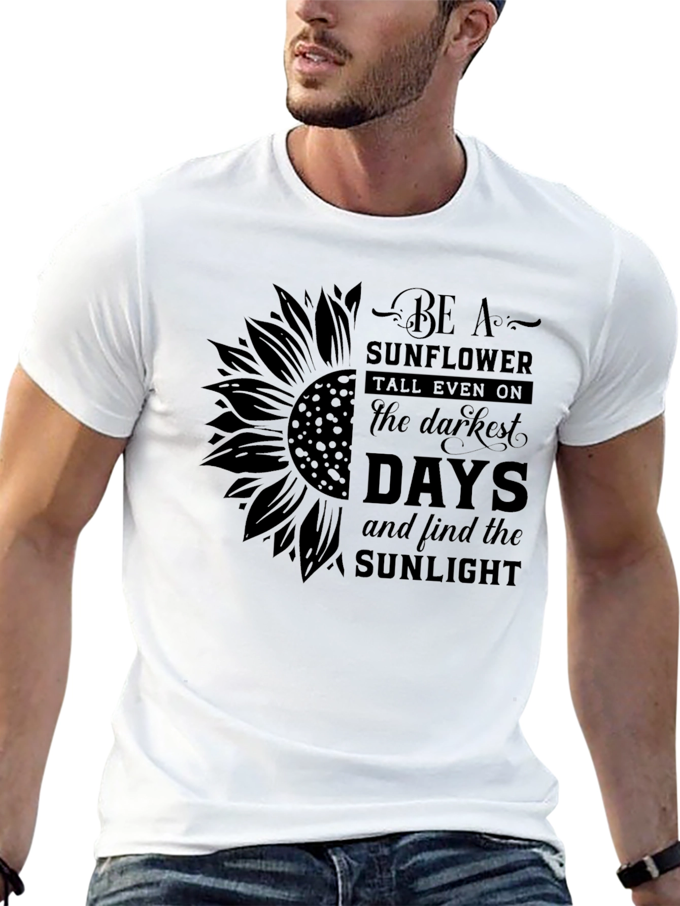 Sunflower Inspirational Black T-Shirt