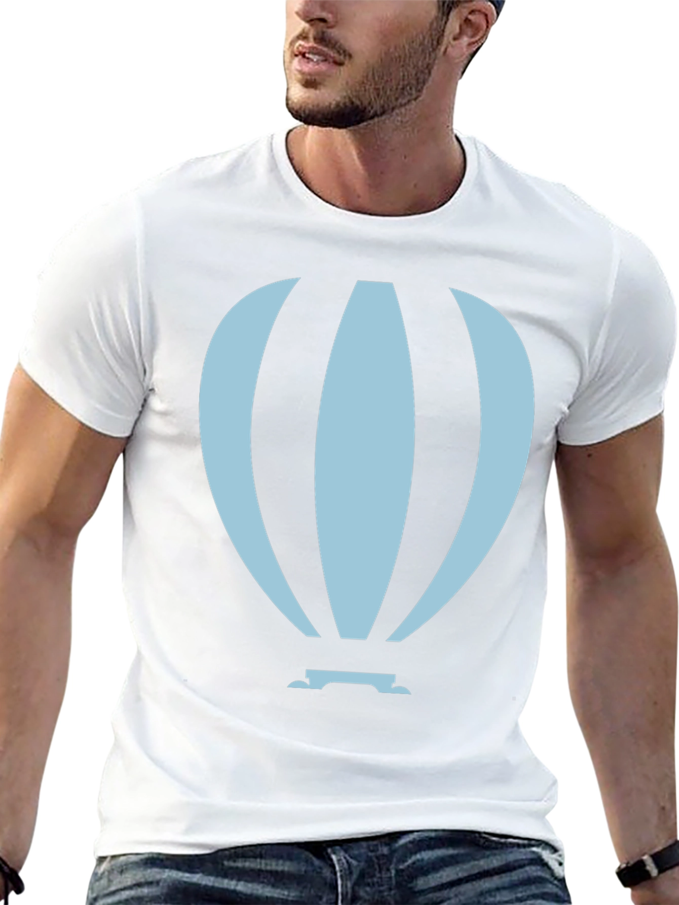 Hot Air Balloon Graphic Tee - Black Cotton Blend