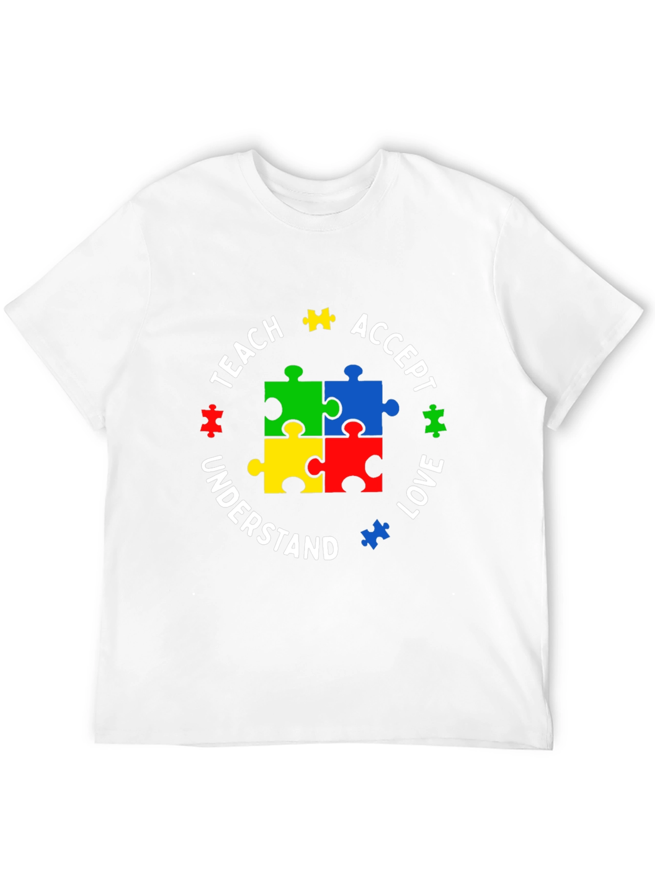 Teach Accept Love Autism Awareness Puzzle Piece Tee