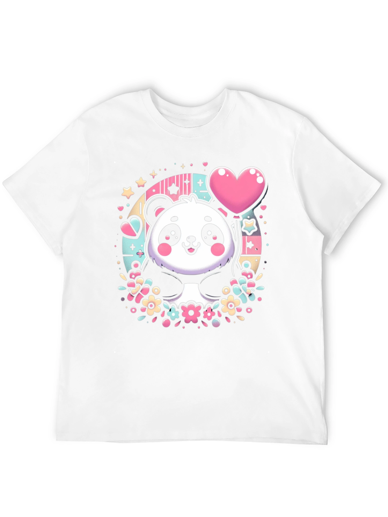 Kawaii Panda Heart Balloon Graphic Tee