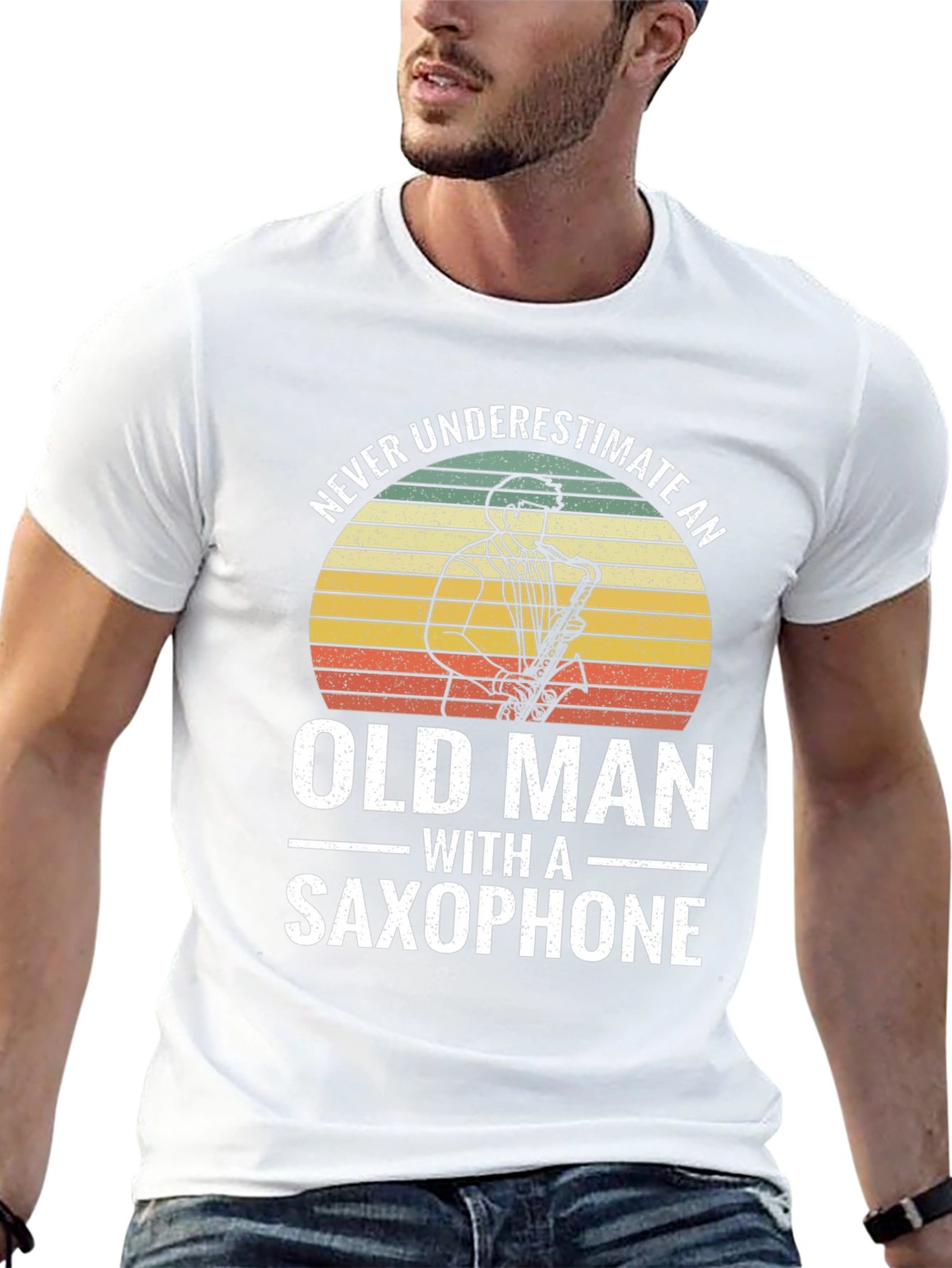 Saxophone Old Man T-Shirt - Musician Gift