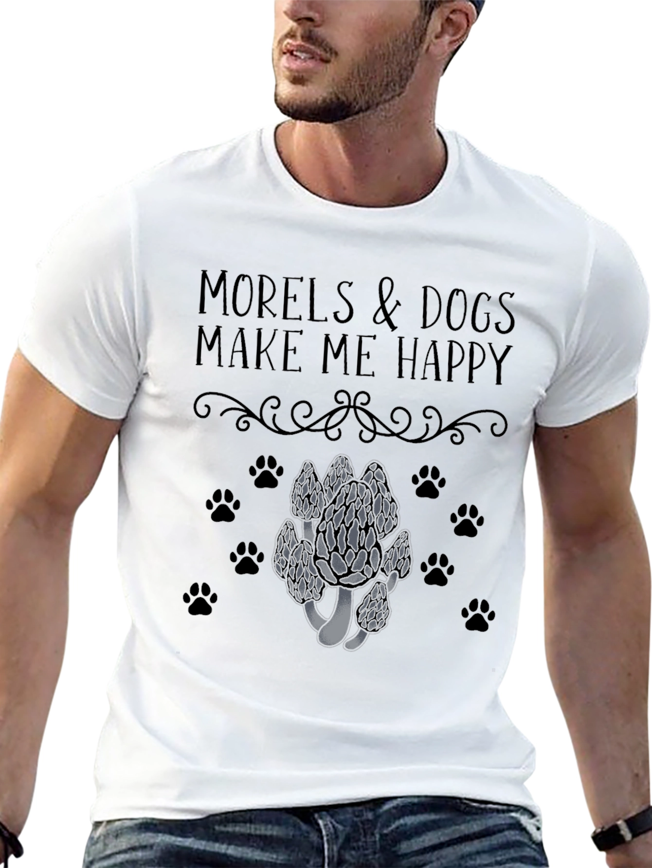Morels & Dogs T-Shirt: Happy Design
